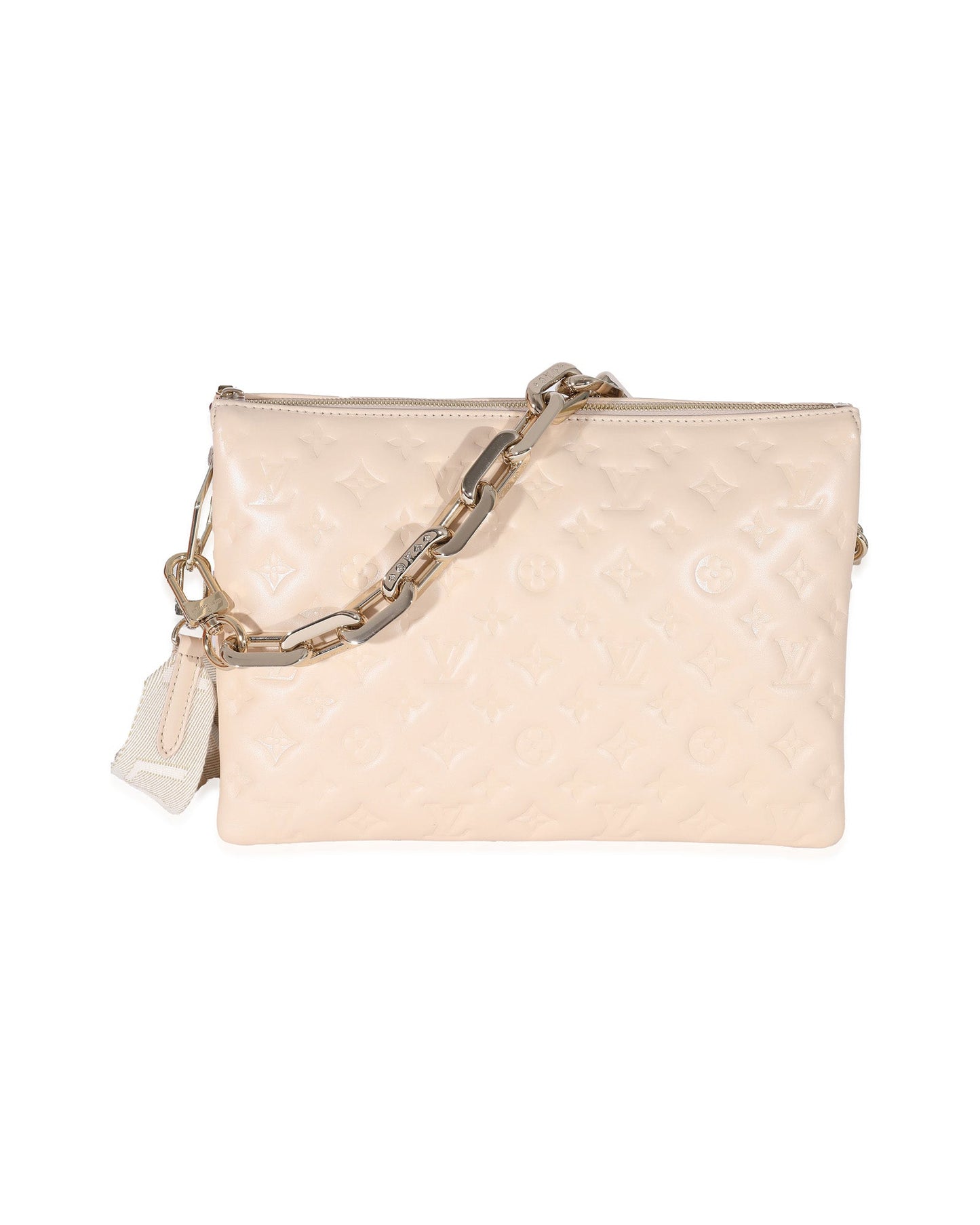 Louis Vuitton Cream Monogram Puffy Lambskin Coussin MM