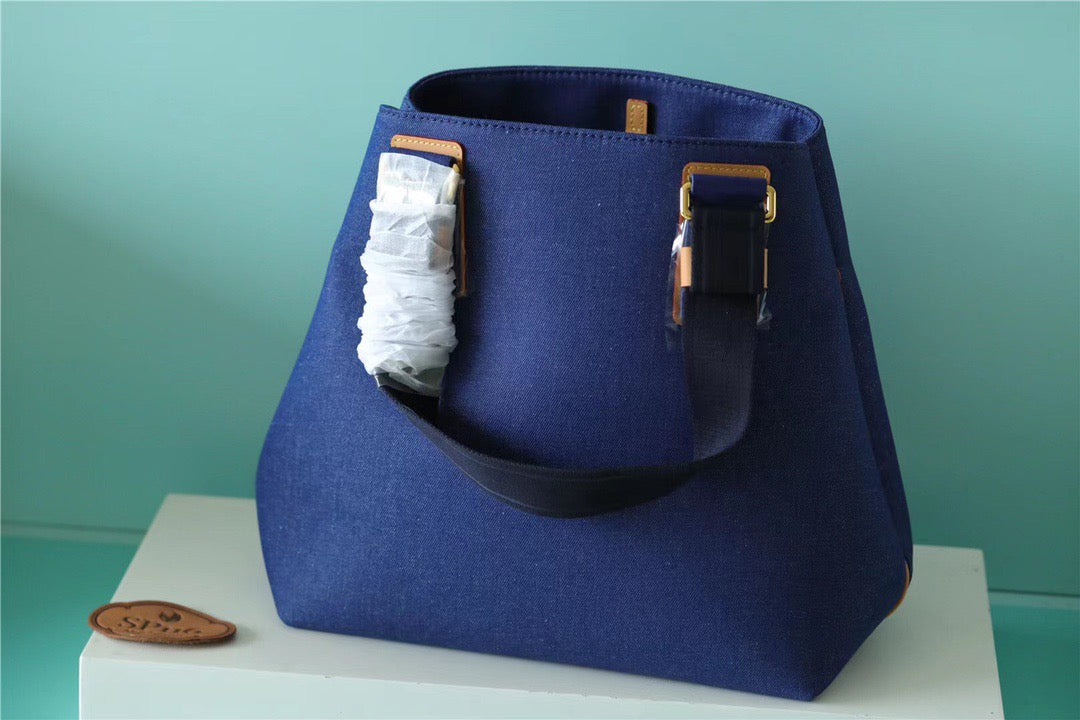 LV Cabas PM Plan Soleil Denim Canvas Blue For Women, WoHandbags 11.8in/30cm LVÃ‚Â  M94144