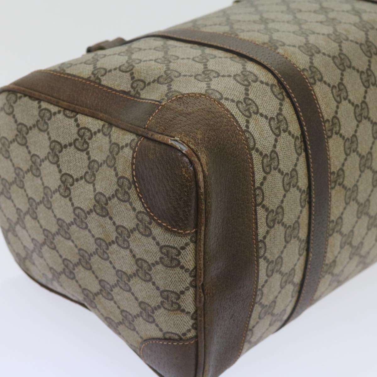 GUCCI GG Supreme Boston Bag PVC Leather Beige 60015