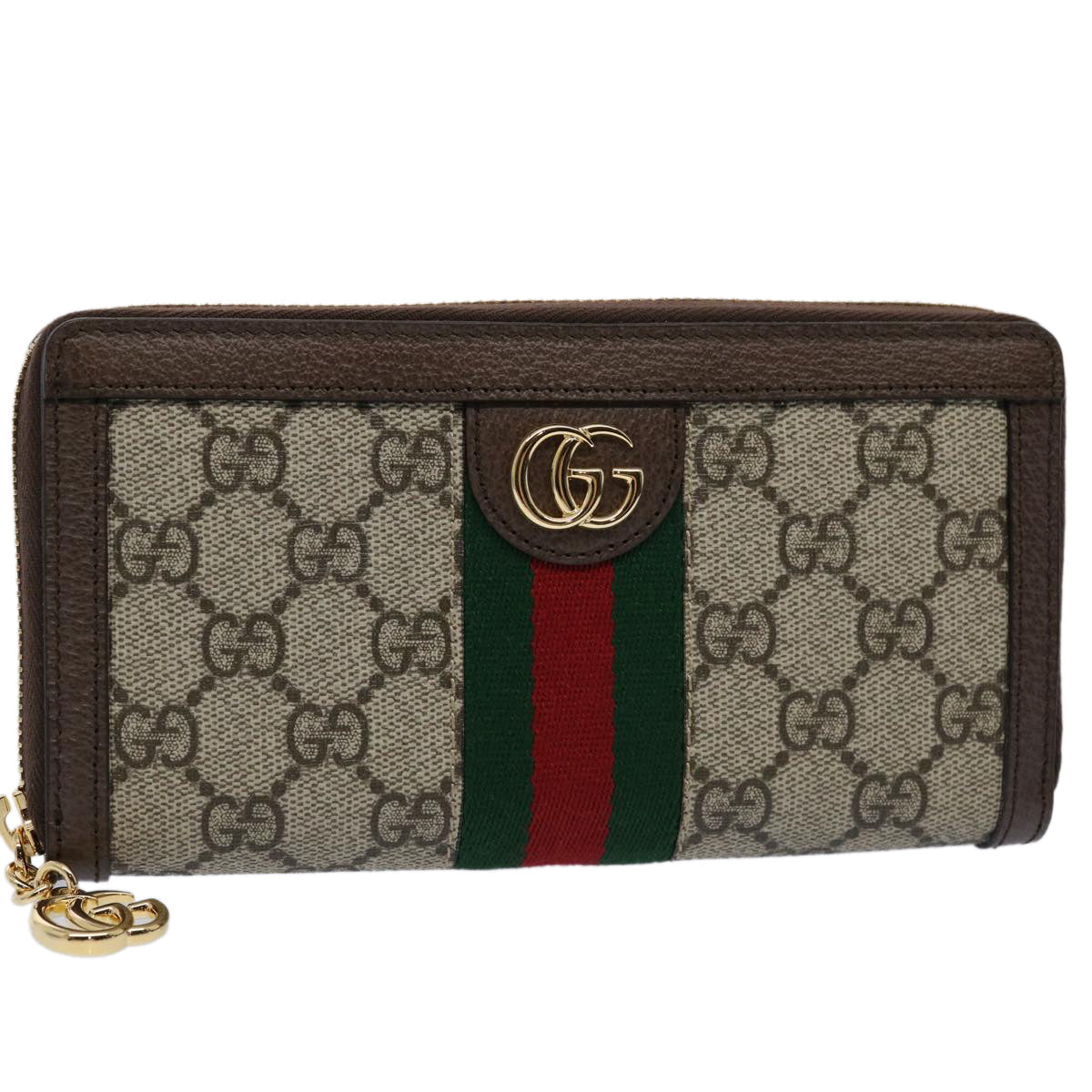 GUCCI GG Offdia Web Sherry Line Long Wallet Beige Red Green 523154 60075S