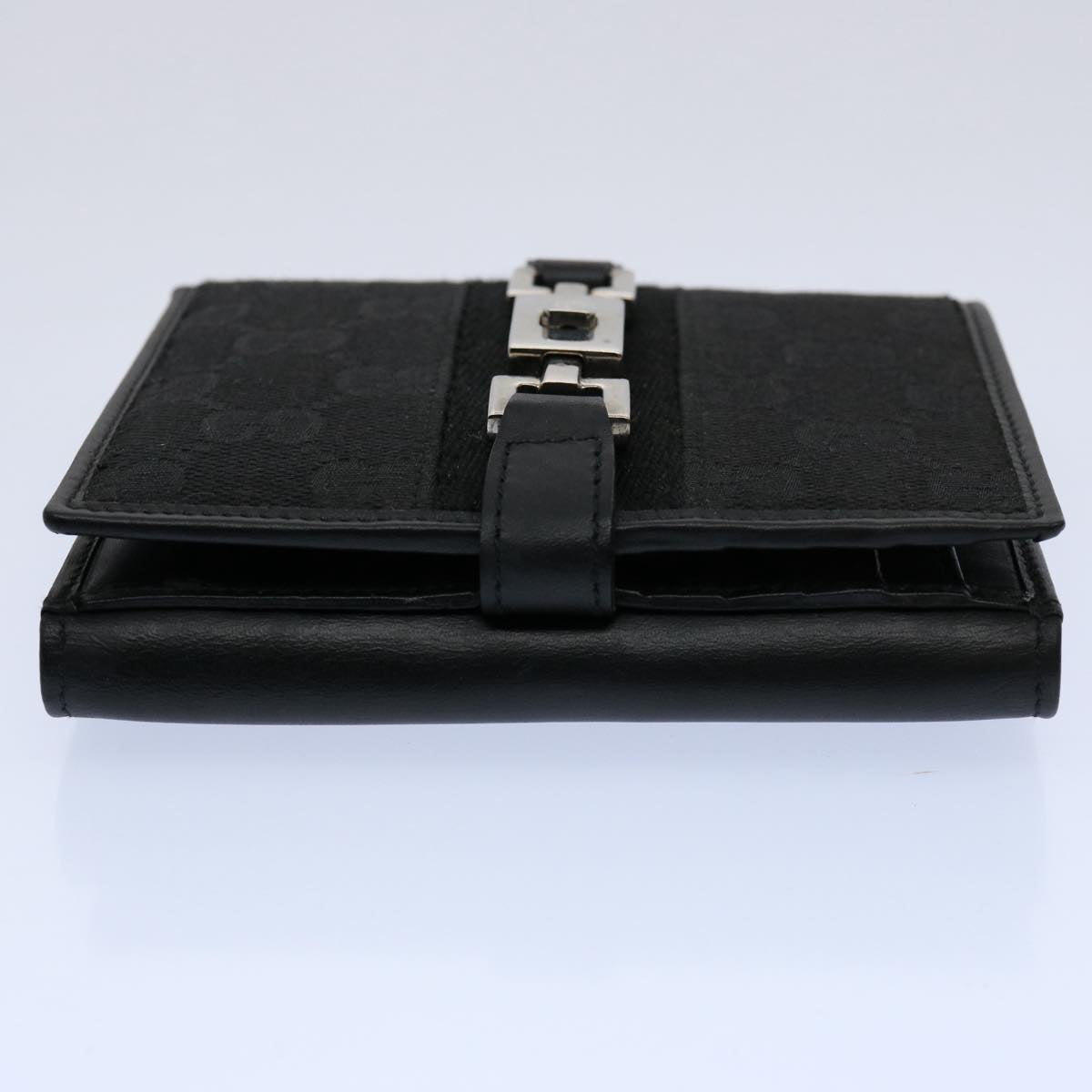 GUCCI GG Canvas Sherry Line Jackie Wallet Black White 60081A