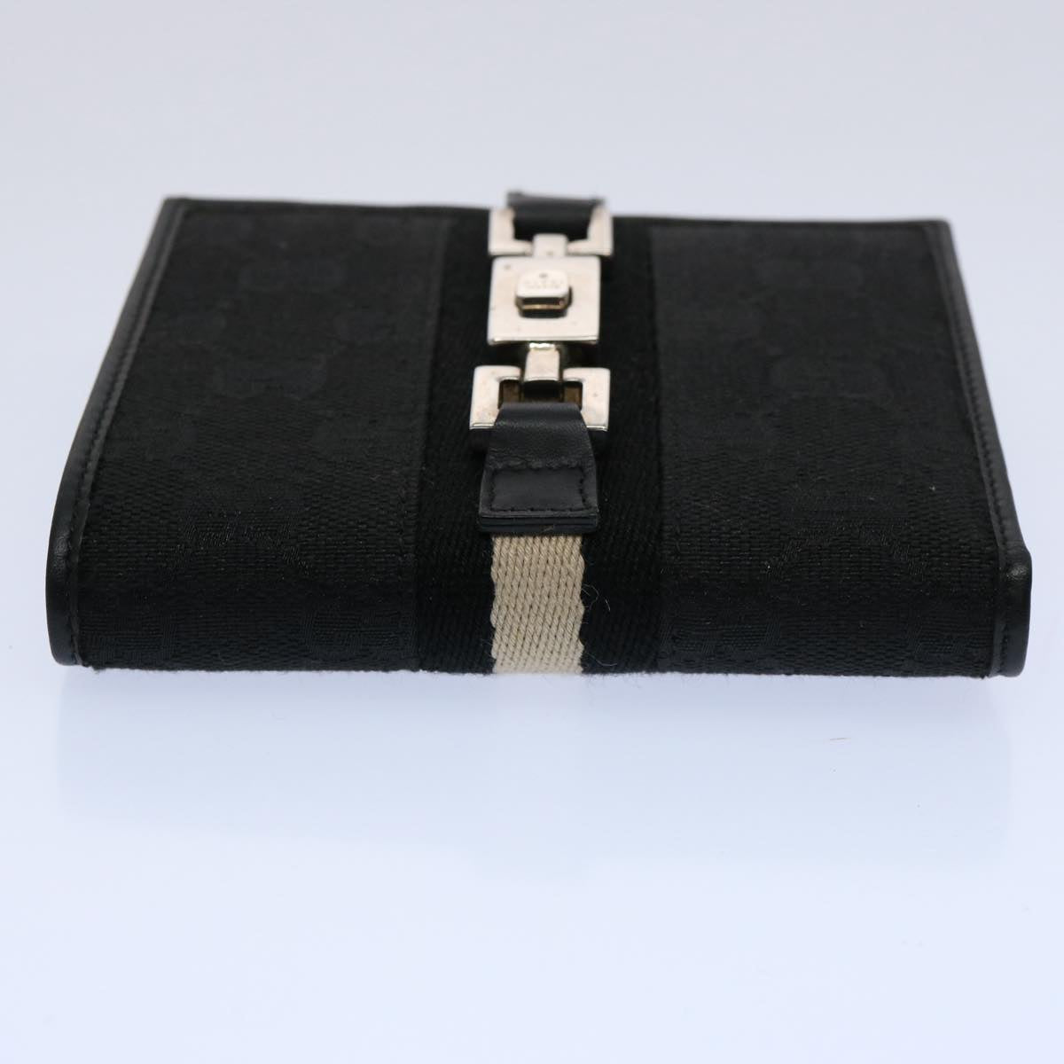 GUCCI GG Canvas Sherry Line Jackie Wallet Black White 60081A