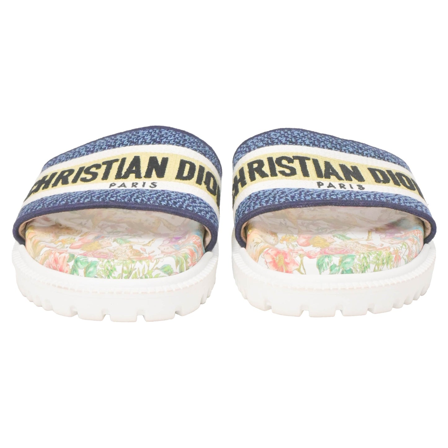 Dior D-Constellation Embroidered Dway 10mm Slides in Multicolor Canvas