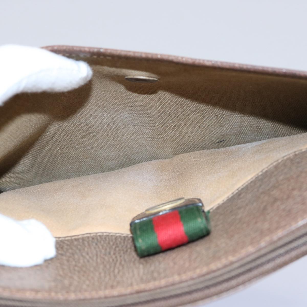 GUCCI GG Supreme Web Sherry Line Clutch Bag Beige Red Green 39 02 026 60306