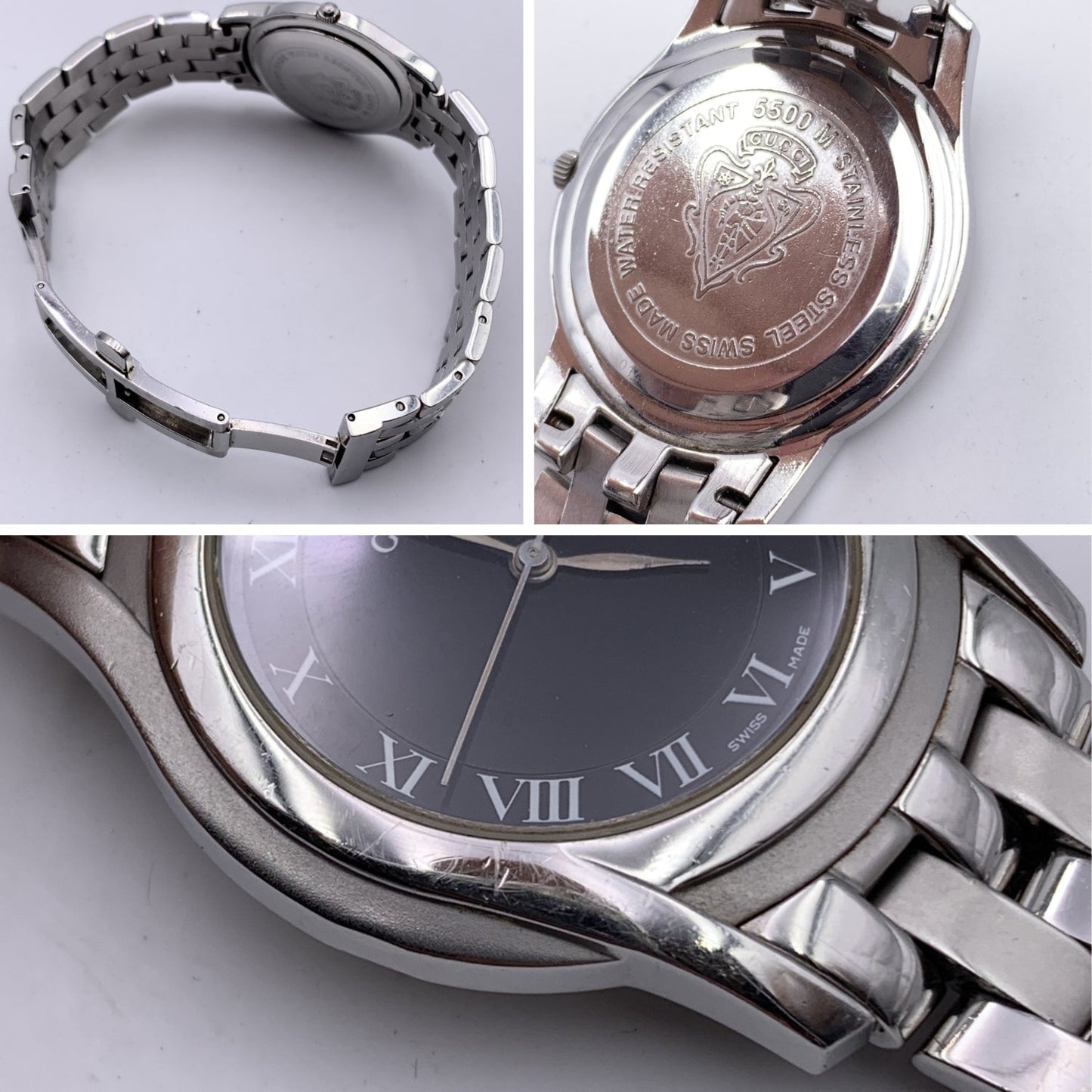 GUCCI Stainless Steel Mod 5500 M Watch Date Indicator Black