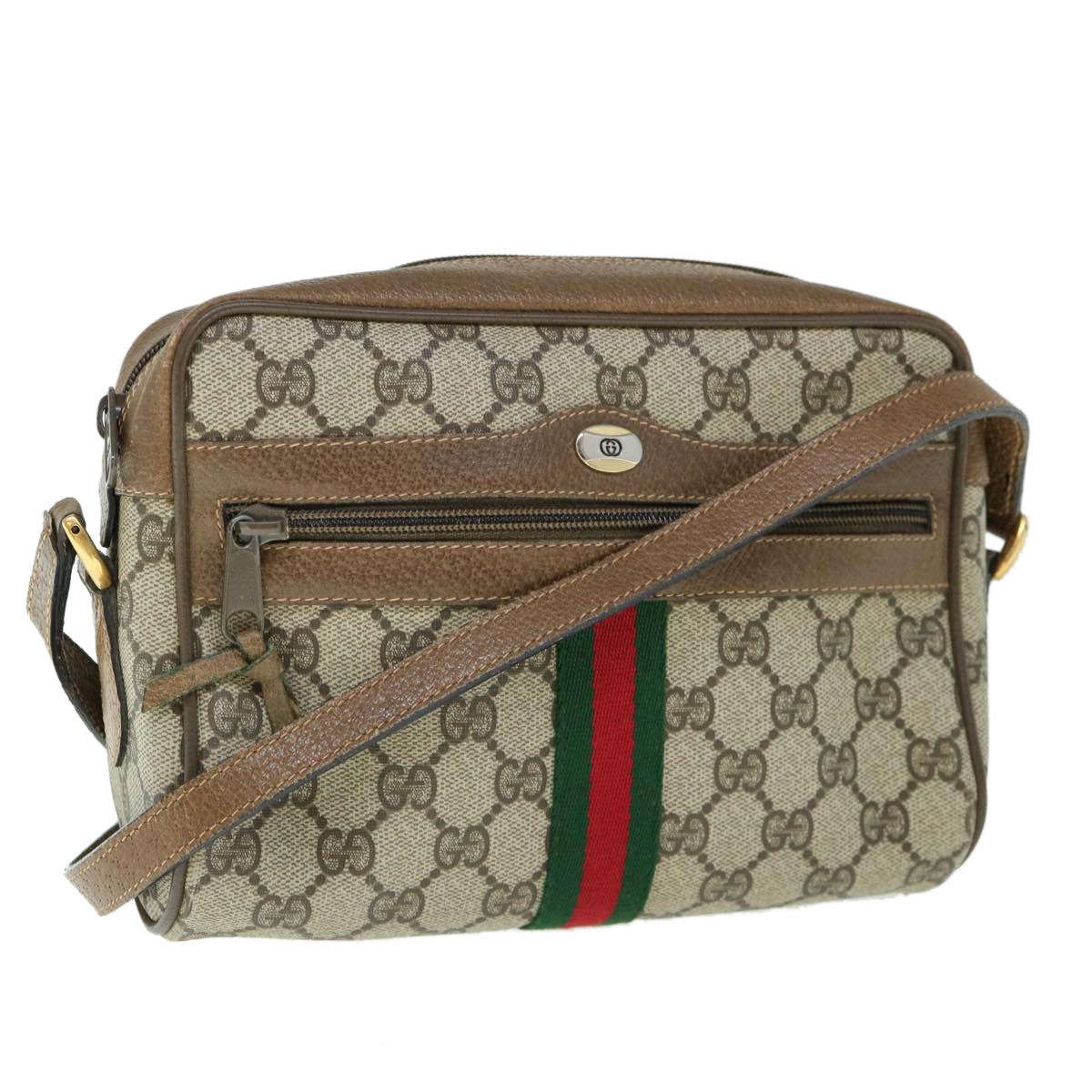 GUCCI GG Supreme Web Sherry Line Shoulder Bag Beige Red 56 02 004 60741