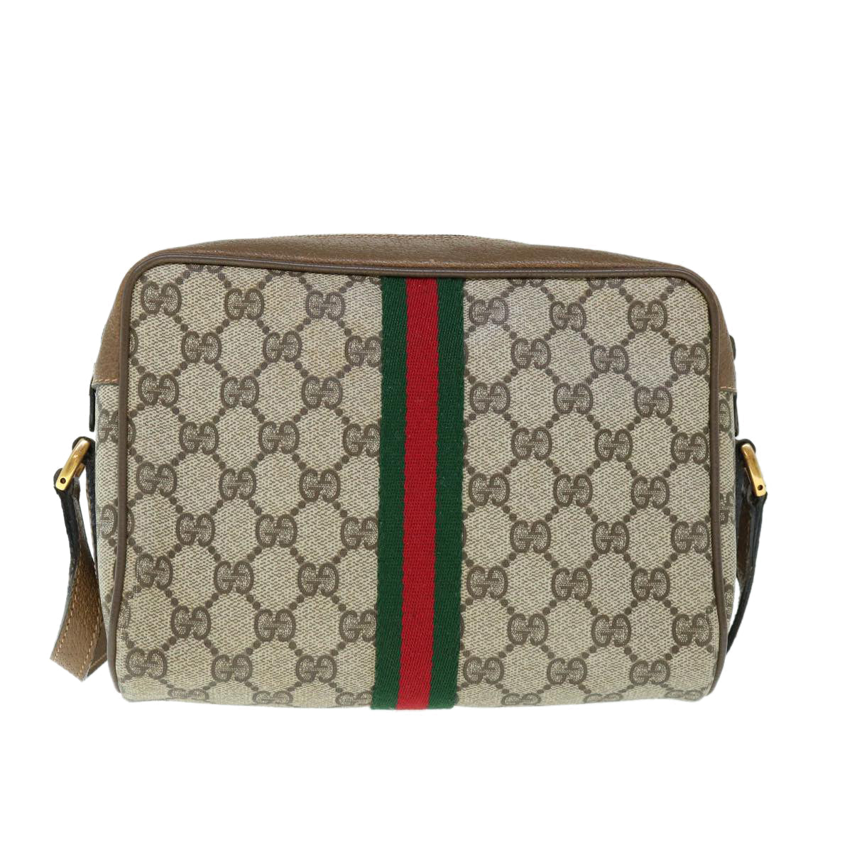 GUCCI GG Supreme Web Sherry Line Shoulder Bag Beige Red 56 02 004 60741
