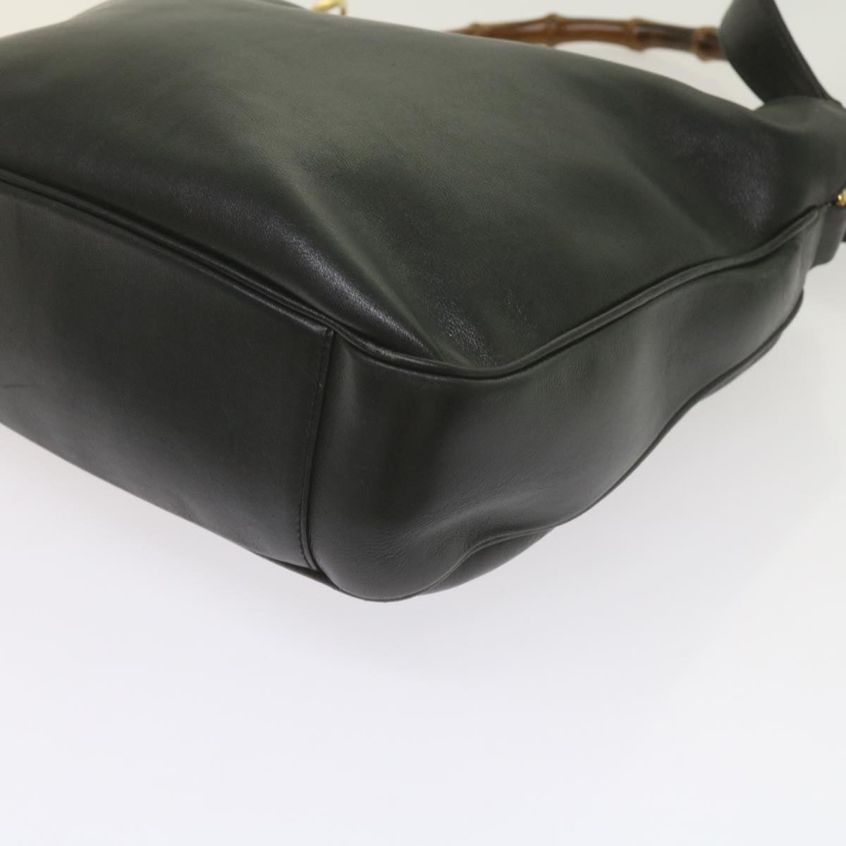 GUCCI Bamboo Shoulder Bag Leather 2way Black 001 1638 2615 60783