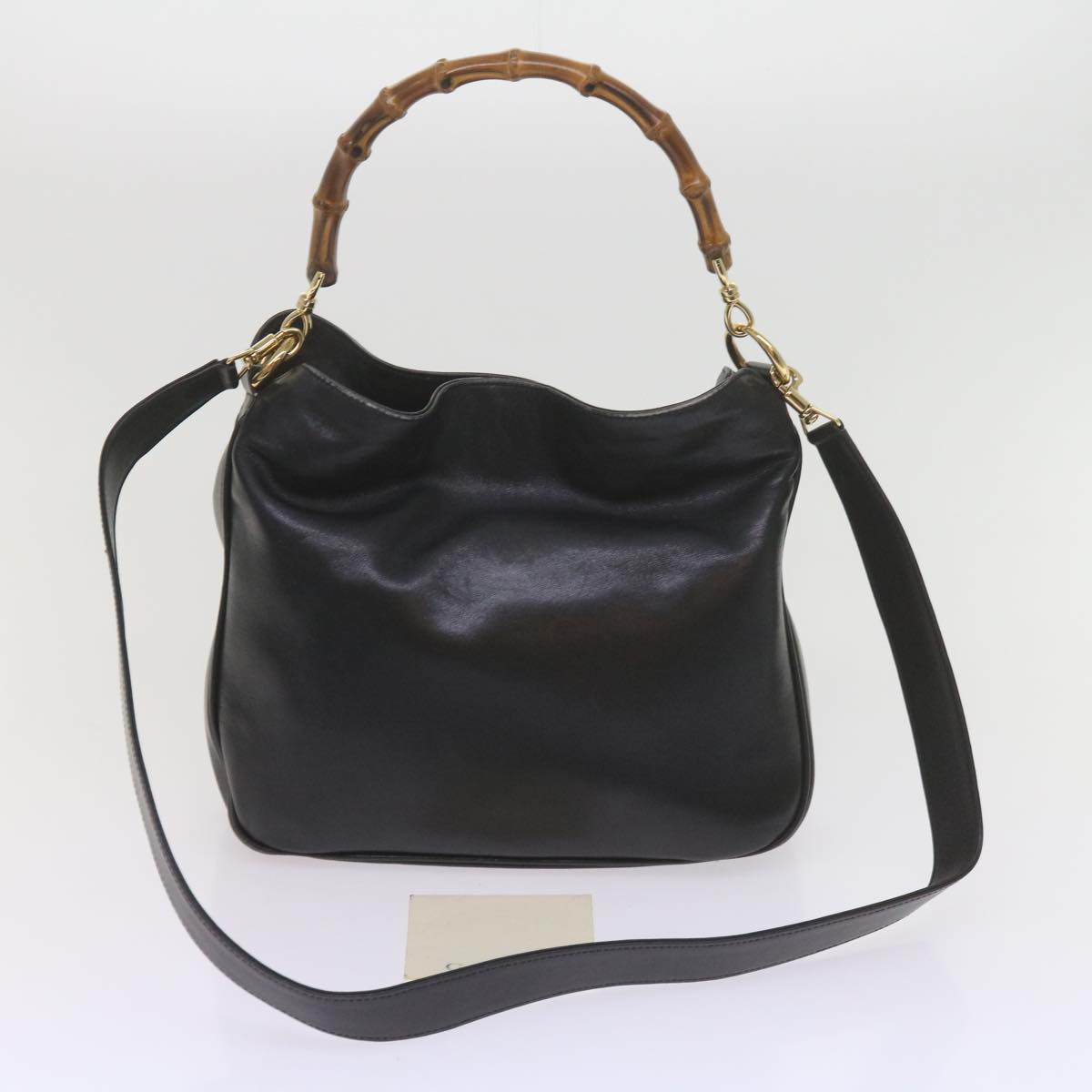 GUCCI Bamboo Shoulder Bag Leather 2way Black 001 1638 2615 60783