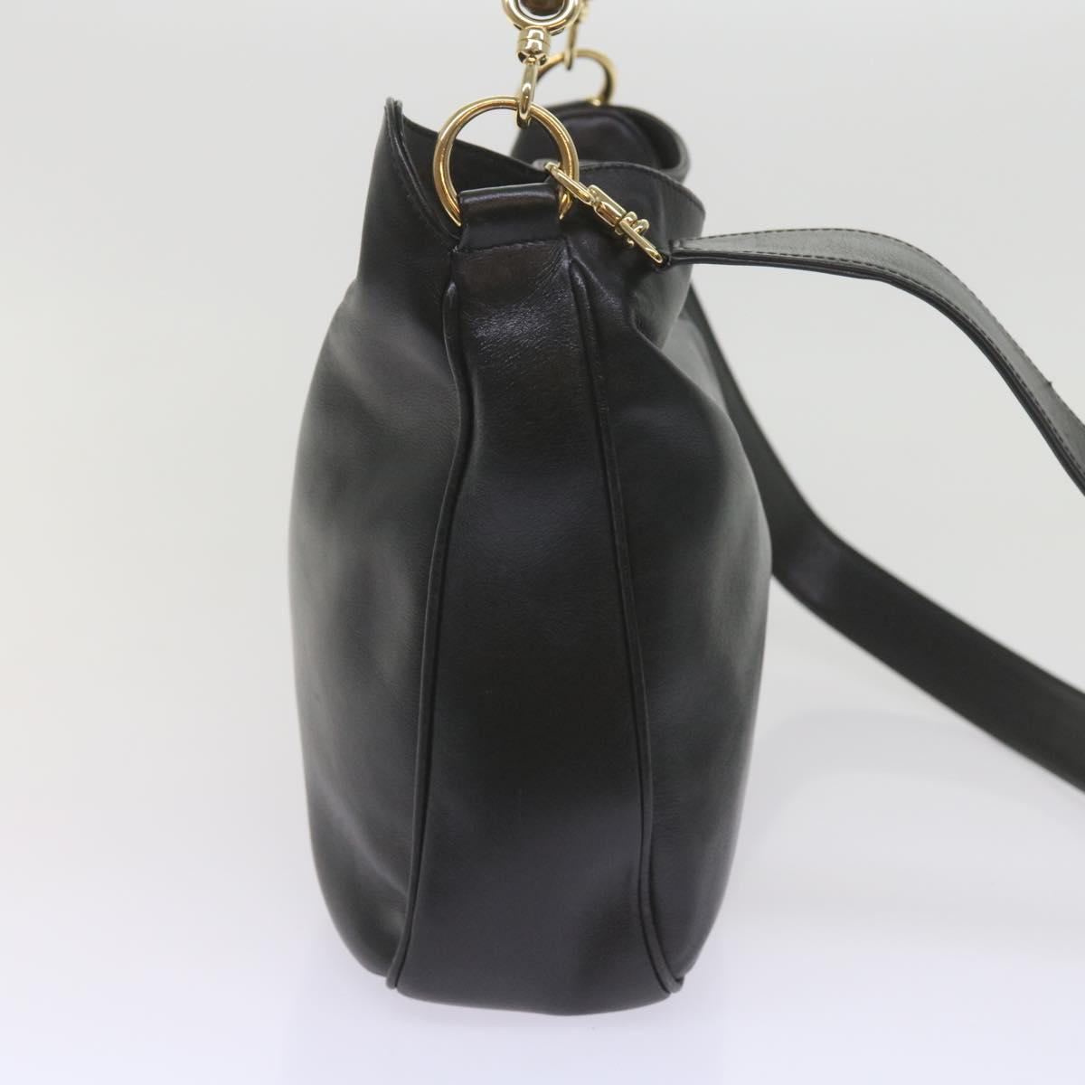 GUCCI Bamboo Shoulder Bag Leather 2way Black 001 1638 2615 60783