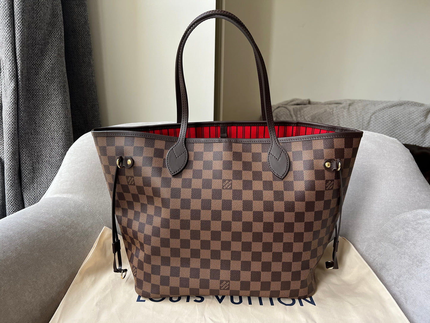 Louis Vuitton Neverfull MM Damier Ebene Cherry Interior (RRP £1,410)