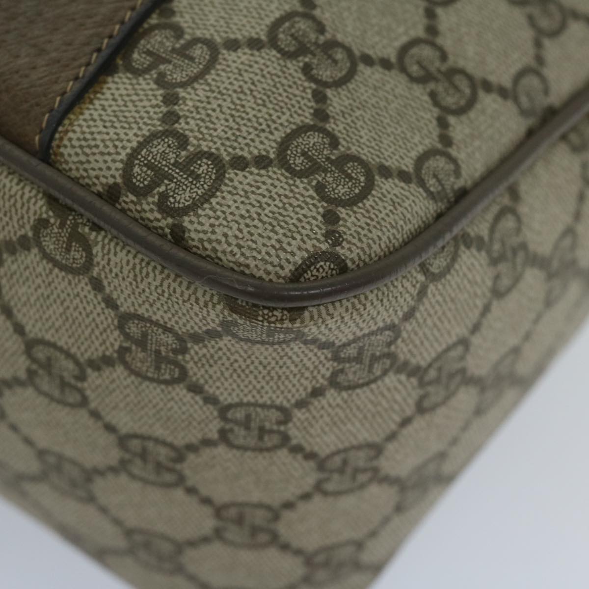 GUCCI GG Supreme Web Sherry Line Hand Bag 2way Beige Red 39 02 040 60876
