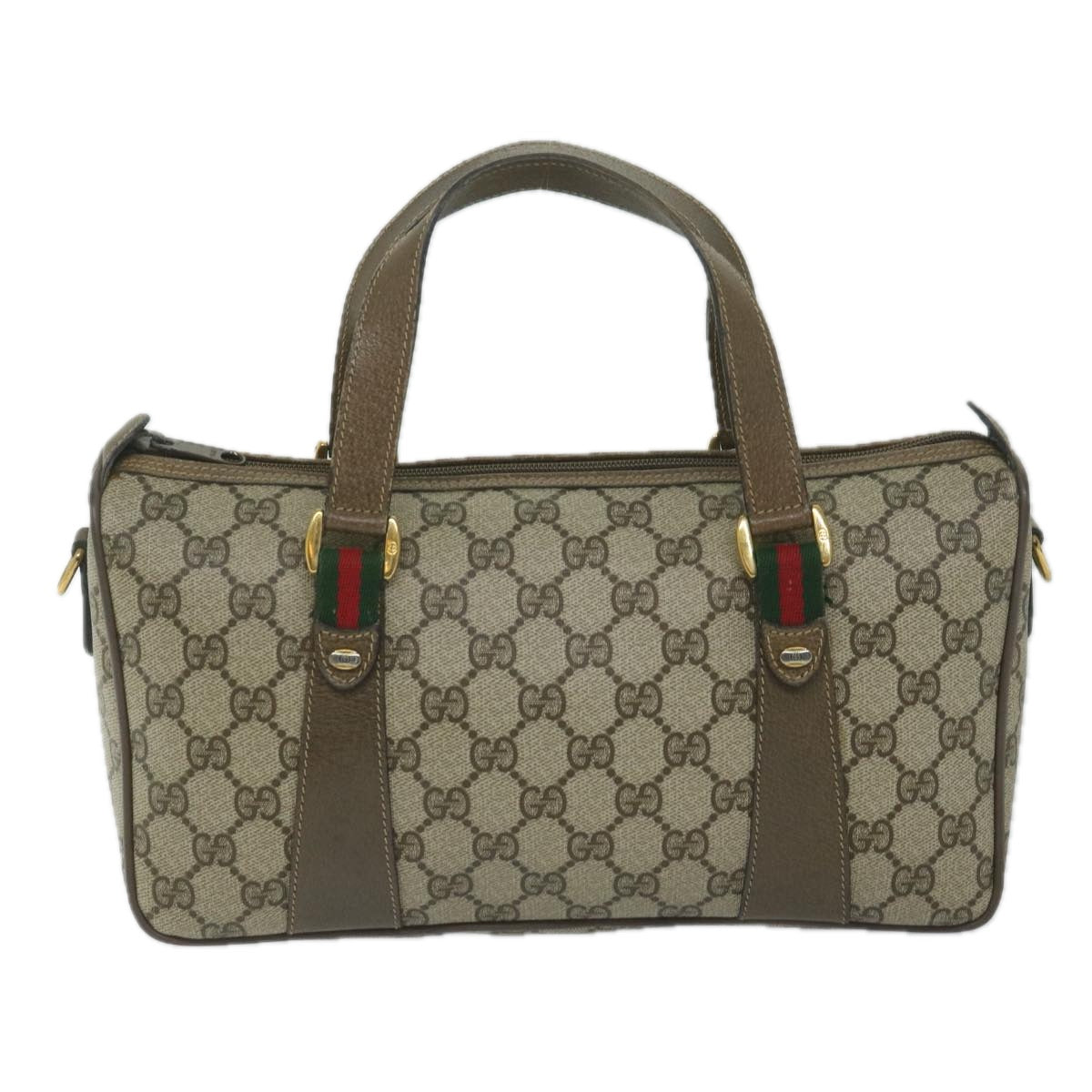 GUCCI GG Supreme Web Sherry Line Hand Bag 2way Beige Red 39 02 040 60876