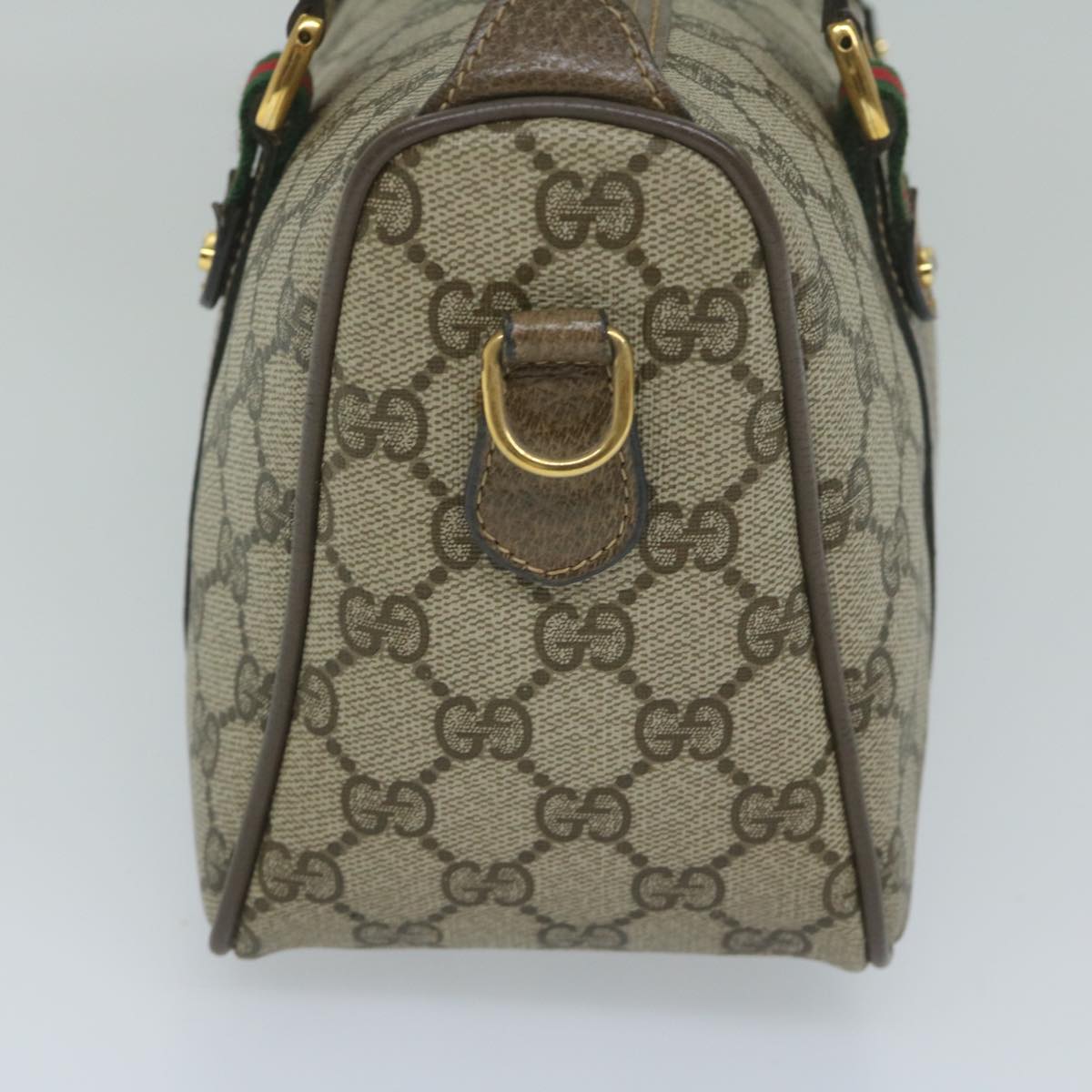 GUCCI GG Supreme Web Sherry Line Hand Bag 2way Beige Red 39 02 040 60876