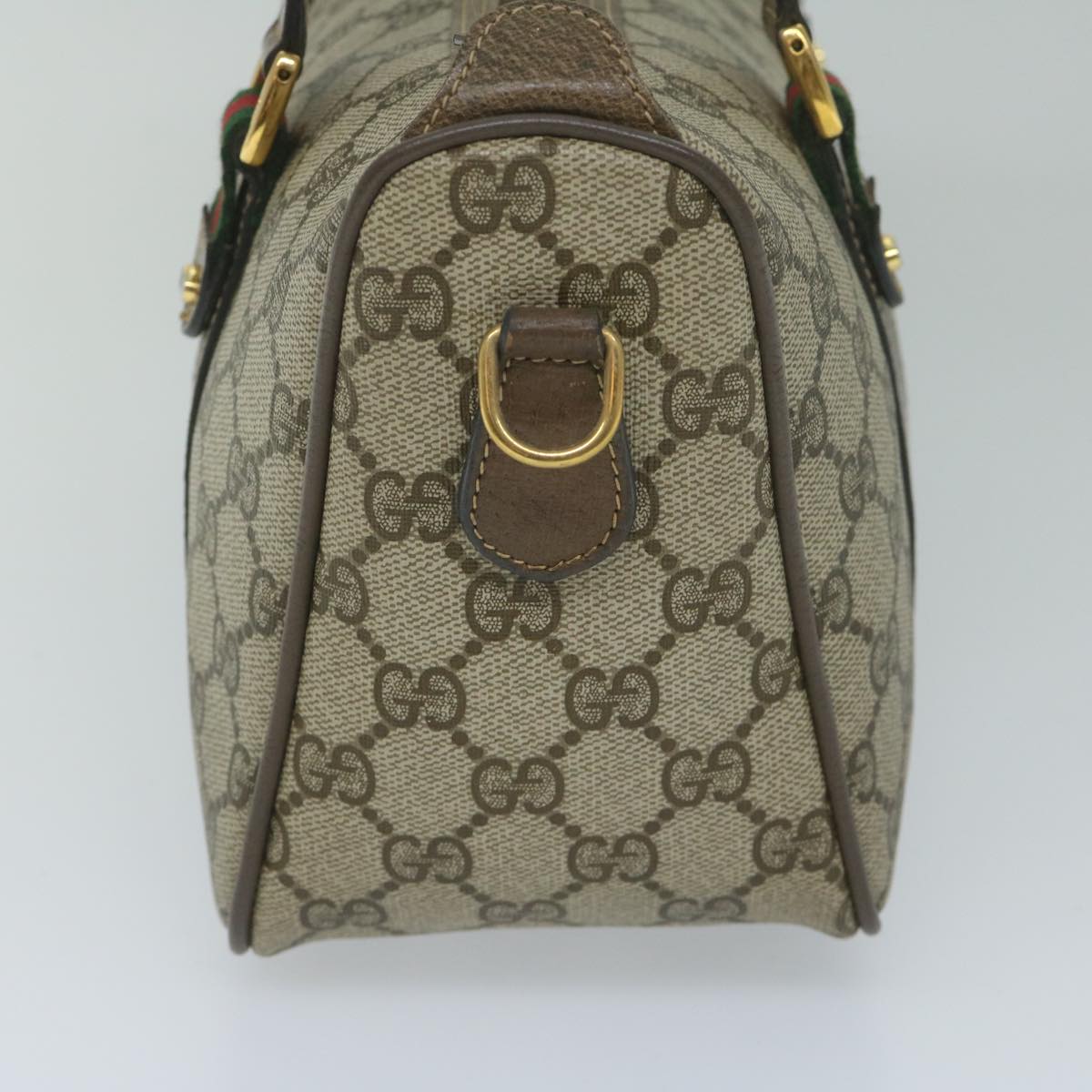GUCCI GG Supreme Web Sherry Line Hand Bag 2way Beige Red 39 02 040 60876