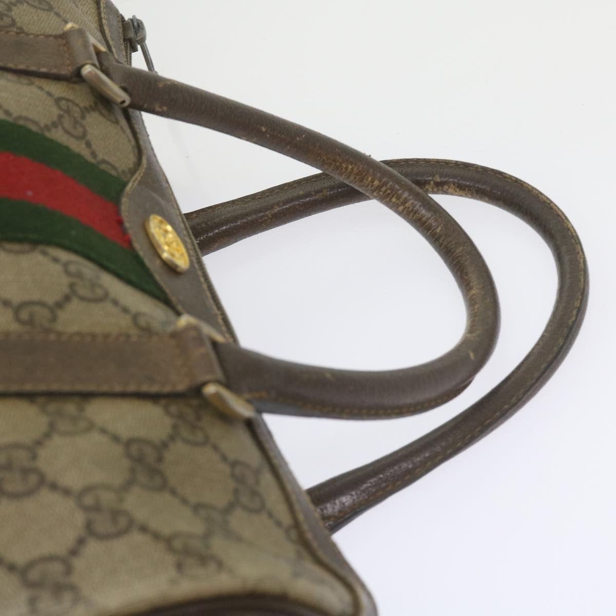GUCCI GG Supreme Web Sherry Line Hand Bag Beige Red Green 69 02 006 60884