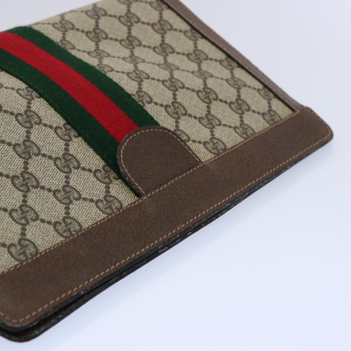 GUCCI GG Supreme Web Sherry Line Clutch Bag Beige Red Green 89 01 002 60941