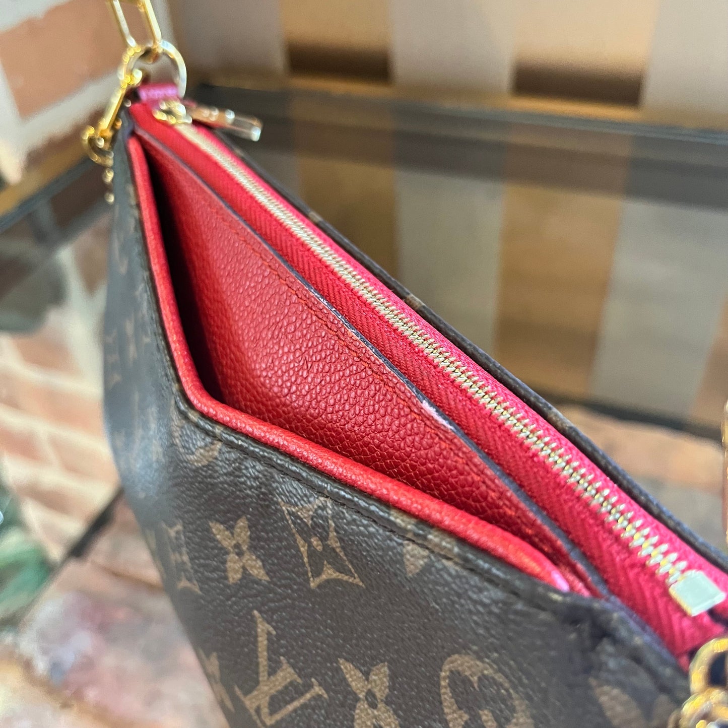 LOUIS VUITTON Pallas Clutch Monogram Canvas Crossbody