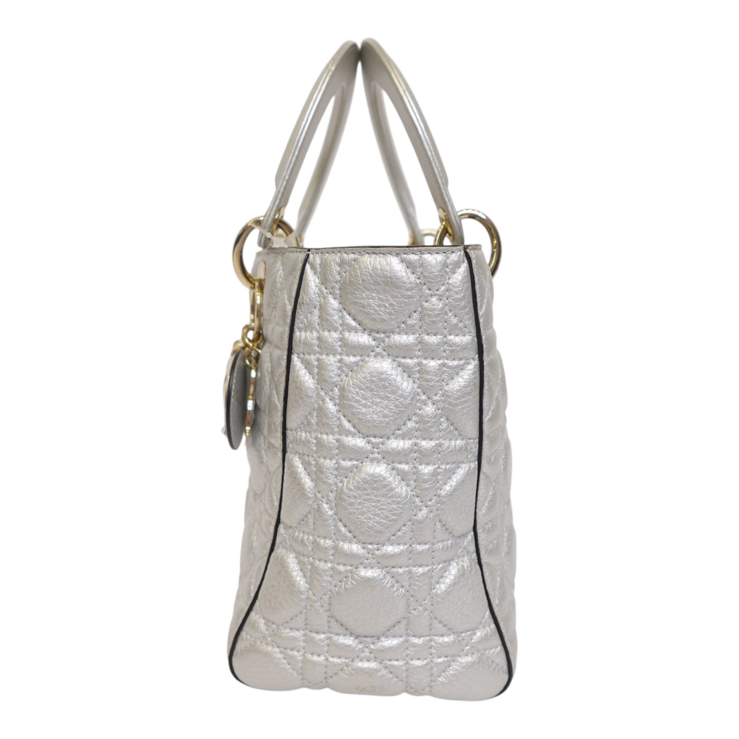 Christian Dior Metallic Grained Calfskin Cannage Mini Lady Dior