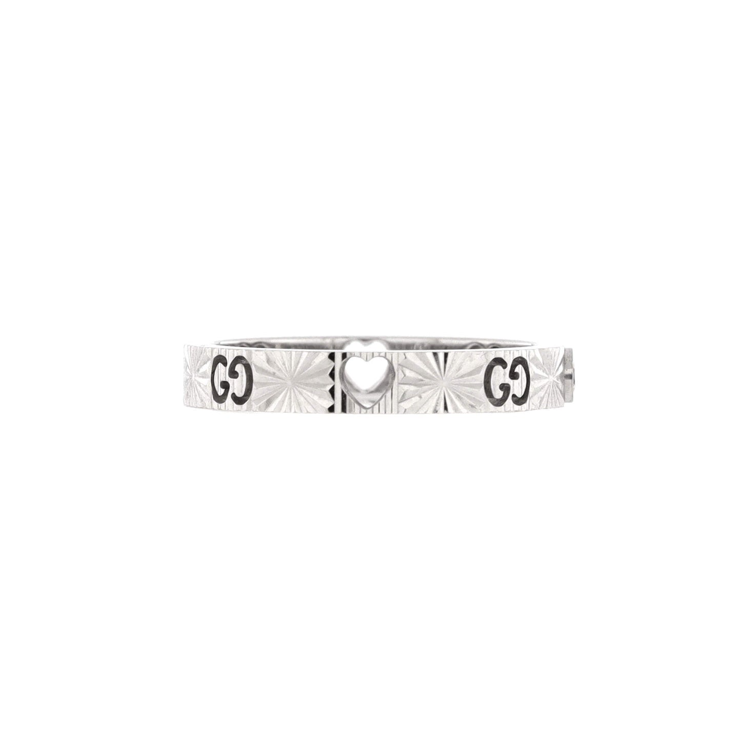 Icon Heart Band Ring 18K White Gold with Diamond 3mm