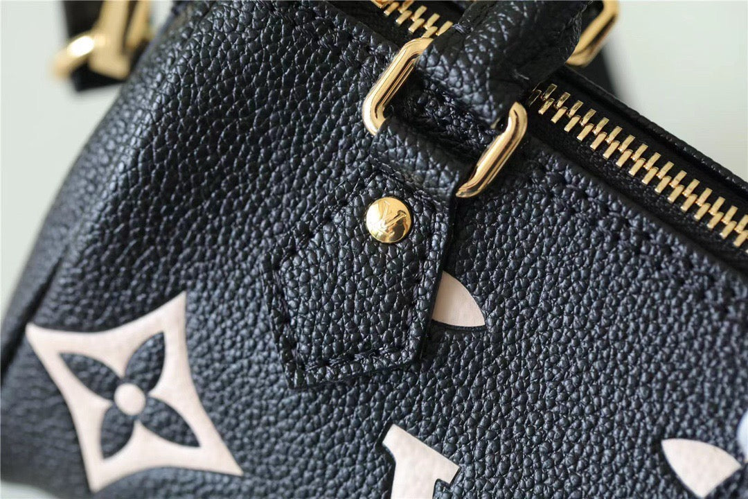 LV Nano Speedy Monogram Empreinte Arizona Beige/ Creme Beige For Women, WomenÃ¢â‚¬â„¢s Bags, Shoulder And Crossbody Bags 6.3in/16cm LV