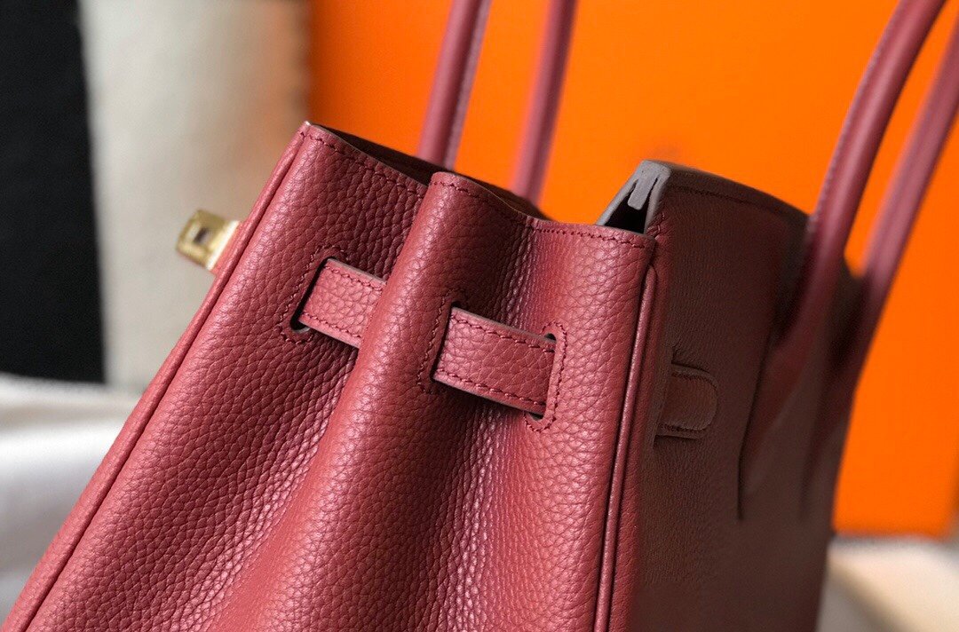 GLAMI Birkin Garnet Red ClemenGLAMI With Gold Hardware Bag For Women, Handbags, Shoulder Bags 30cm/12in
