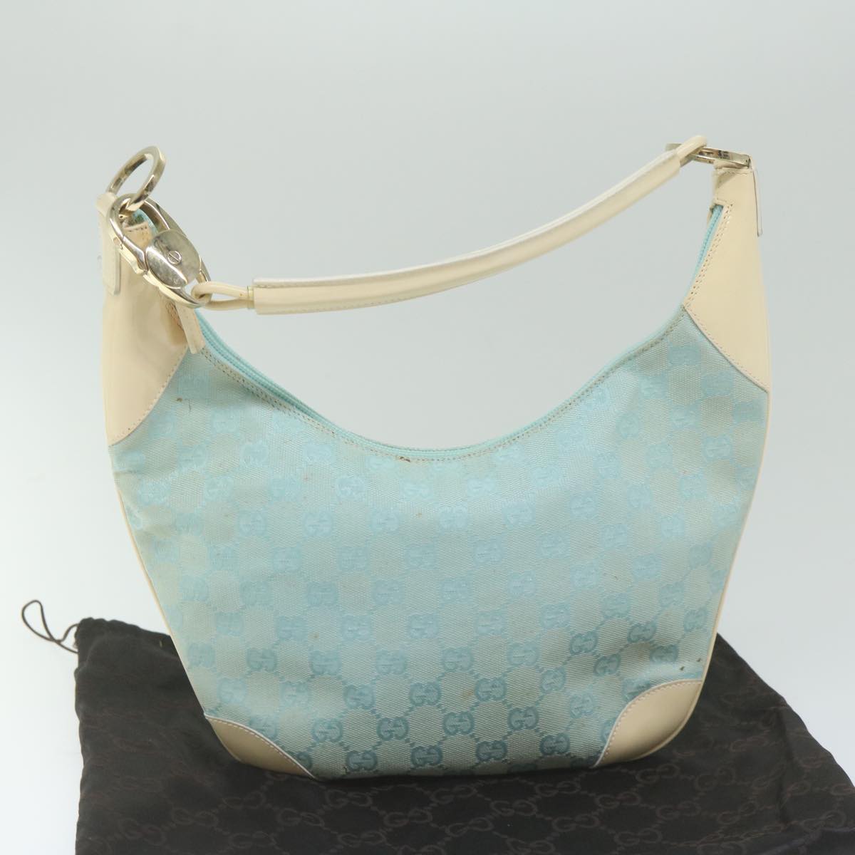 GUCCI GG Canvas Shoulder Bag Turquoise Blue 001 4158 3754 61197