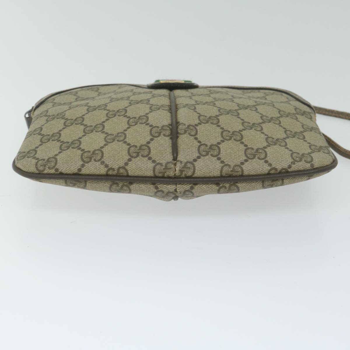 GUCCI GG Canvas Web Sherry Line Shoulder Bag PVC Beige Green Red 61211