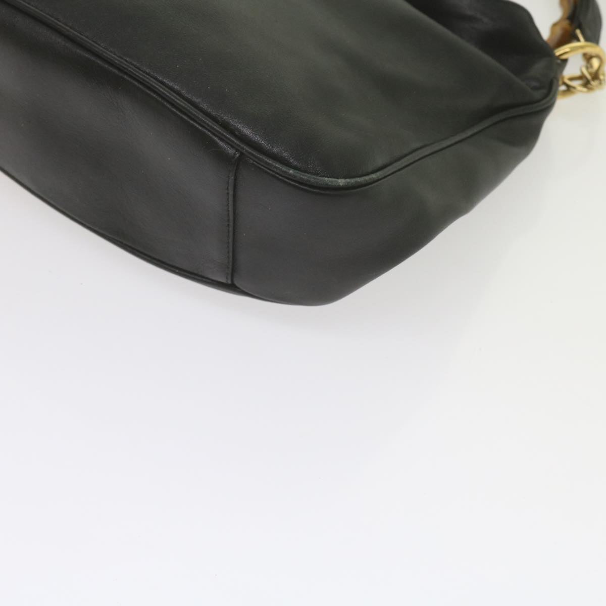 GUCCI Bamboo Hand Bag Leather 2way Black 61244