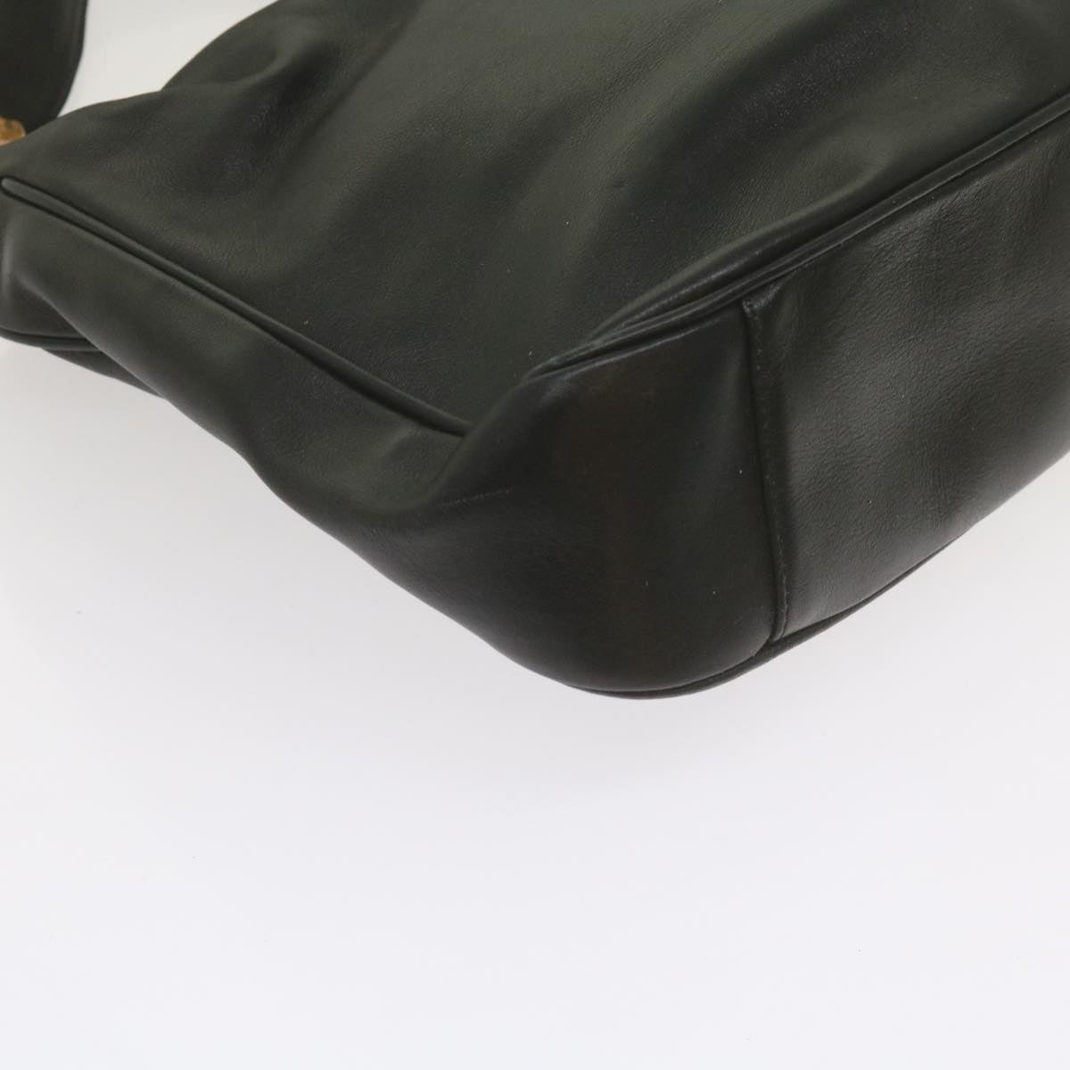 GUCCI Bamboo Hand Bag Leather 2way Black 61244