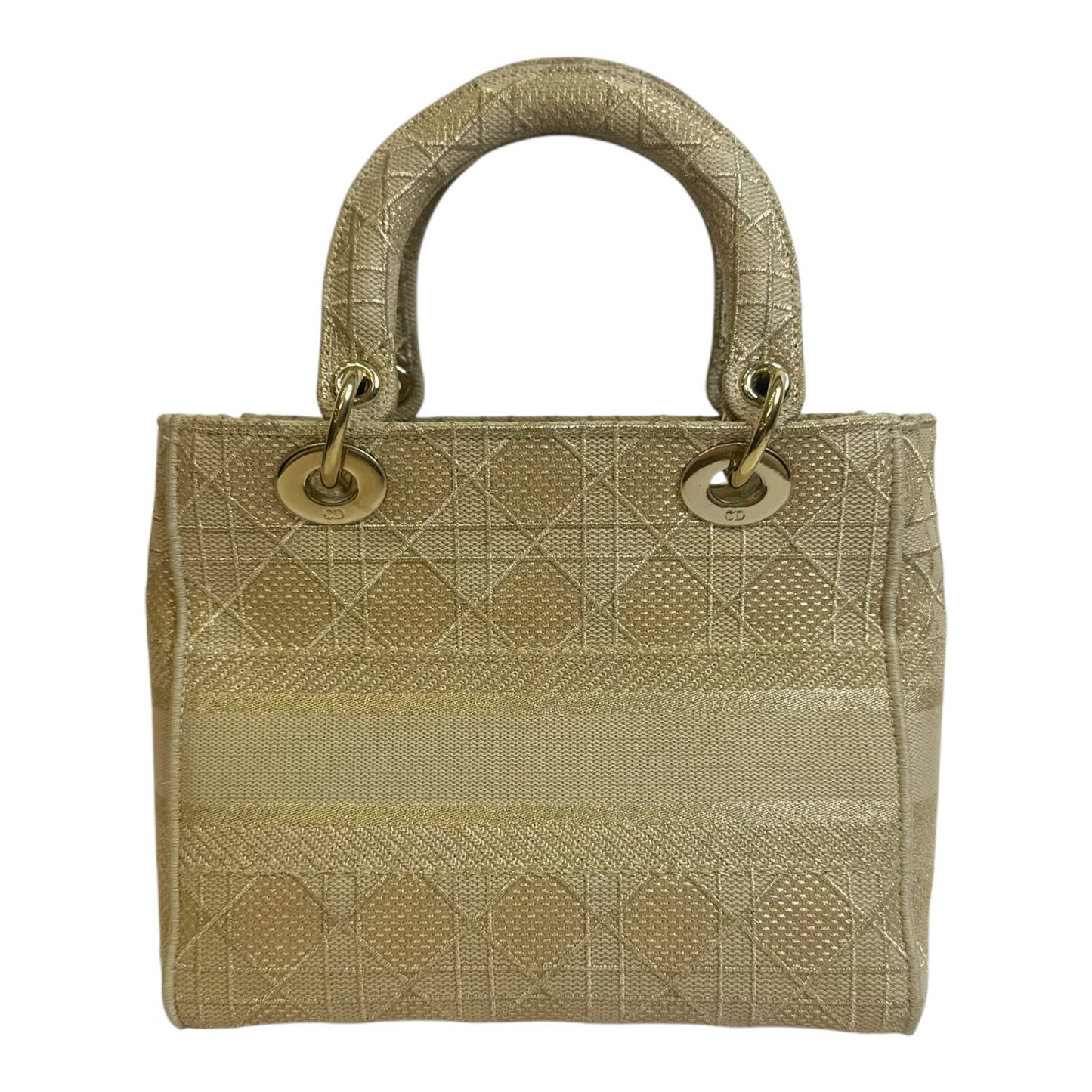 Christian Dior Canvas Embroidered Cannage Medium Lady D-Lite Beige