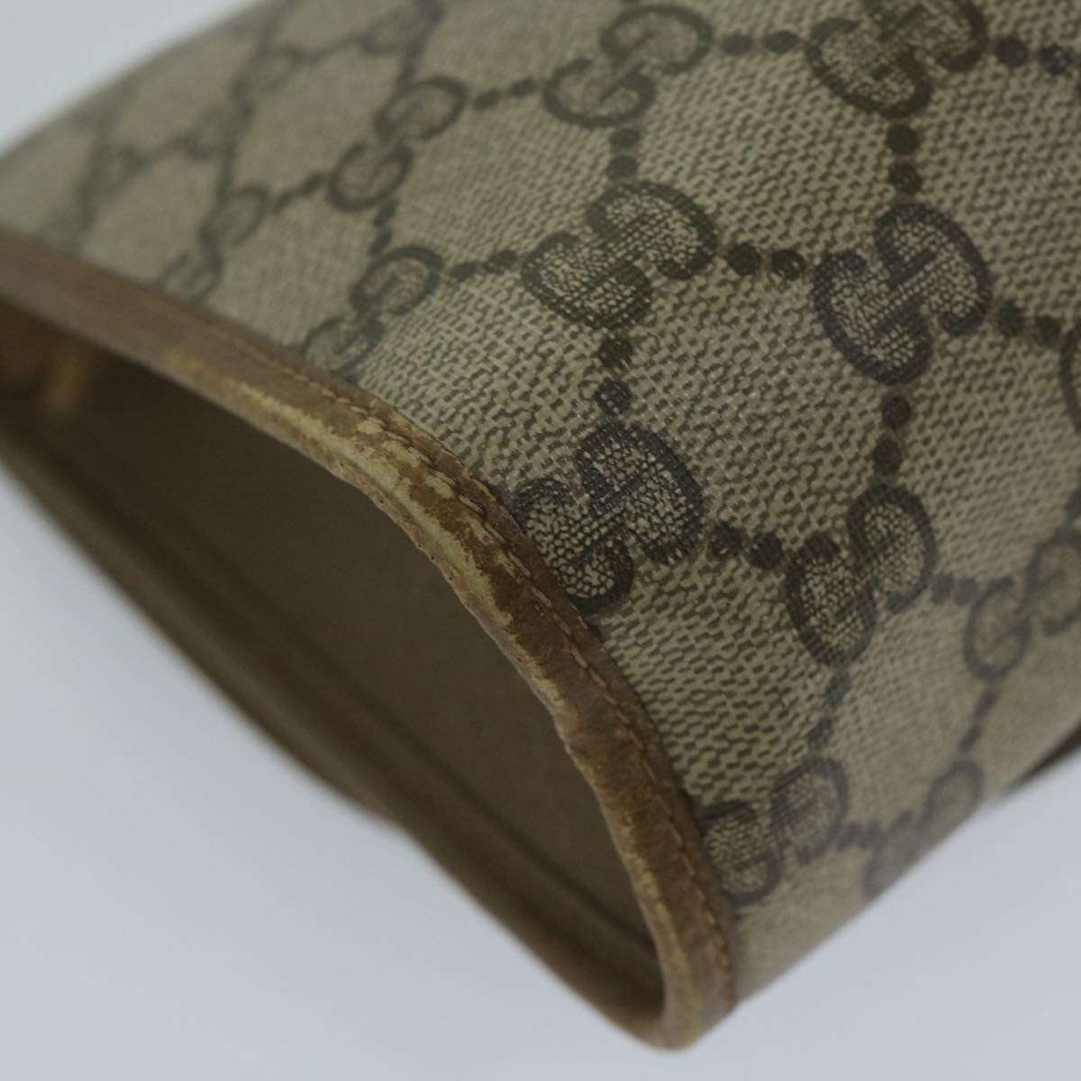GUCCI GG Canvas Web Sherry Line Clutch Bag PVC Beige Green Red 61258