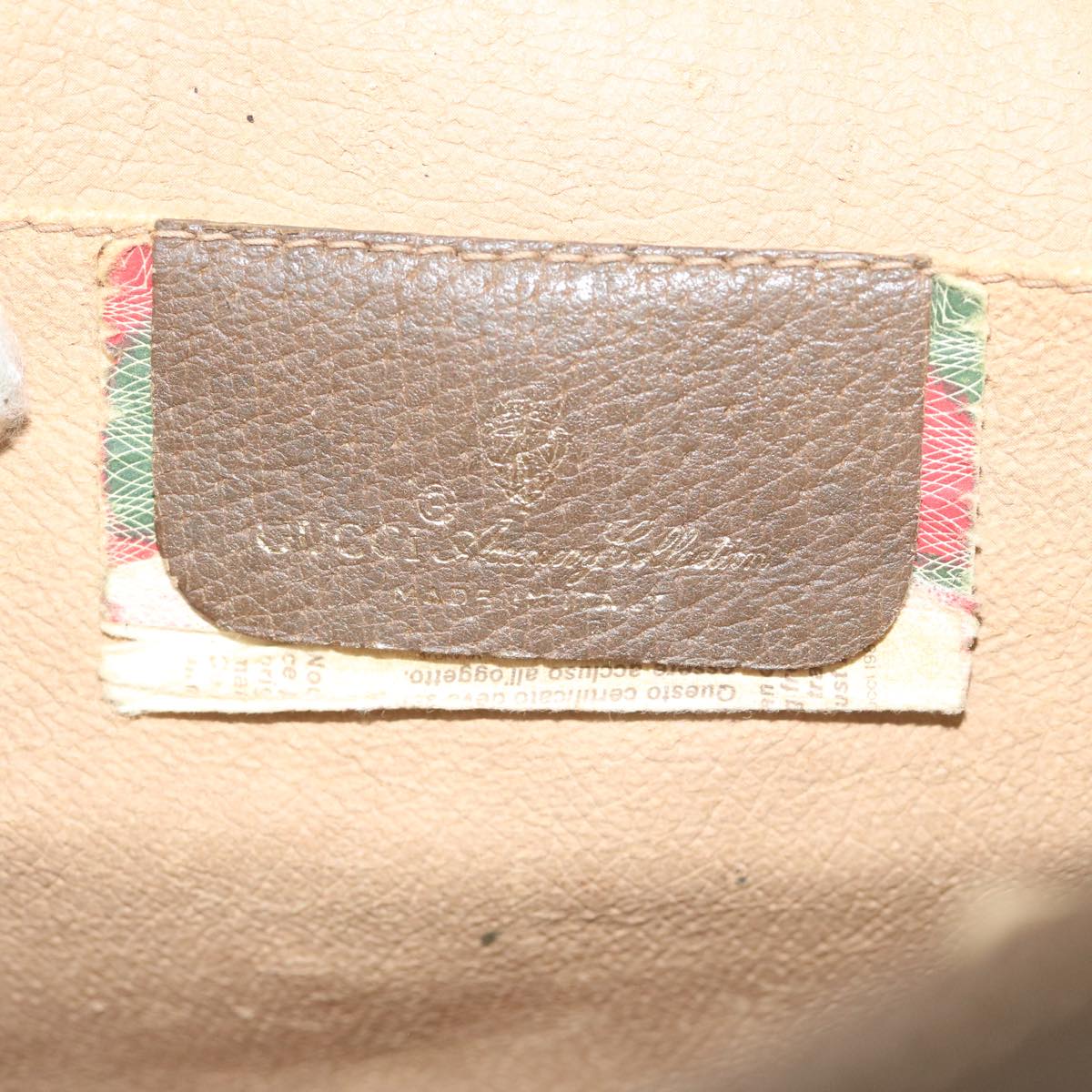 GUCCI GG Canvas Web Sherry Line Clutch Bag PVC Beige Green Red 61258