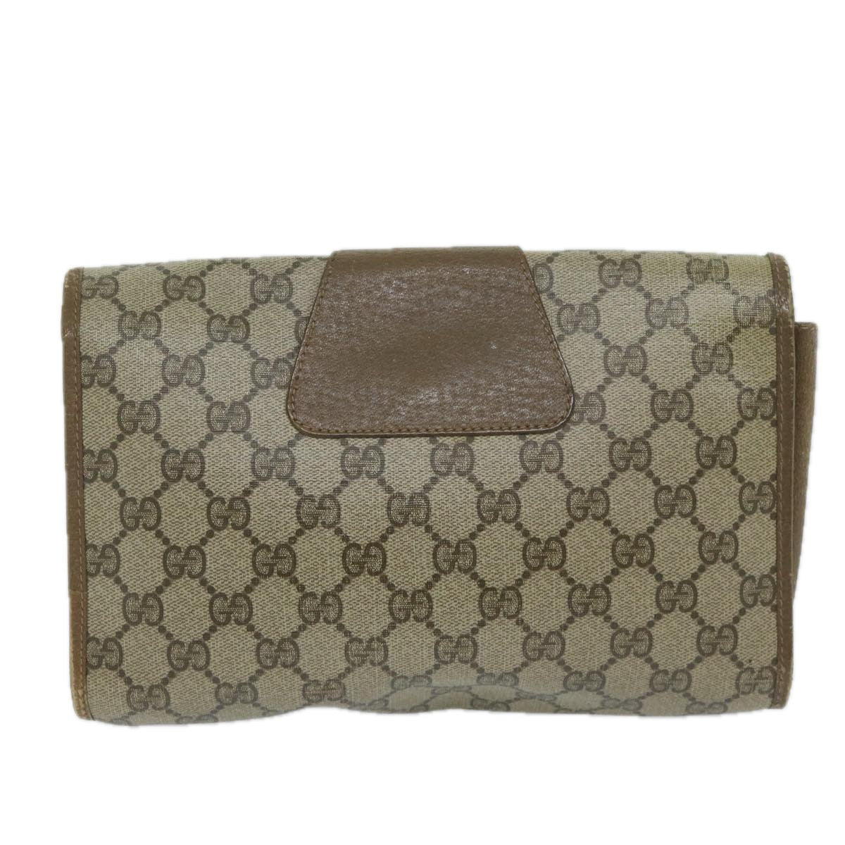 GUCCI GG Canvas Web Sherry Line Clutch Bag PVC Beige Green Red 61258