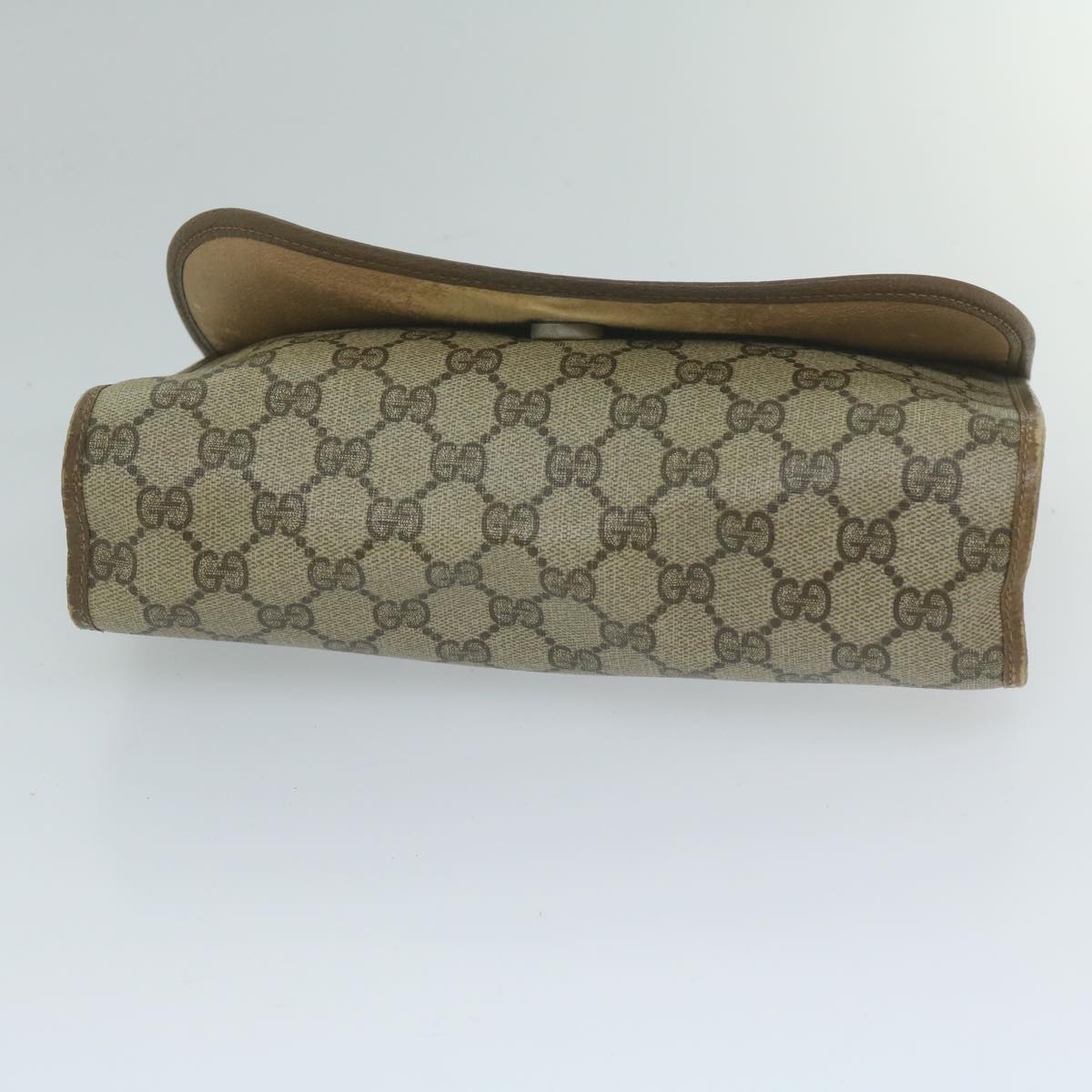 GUCCI GG Canvas Web Sherry Line Clutch Bag PVC Beige Green Red 61258