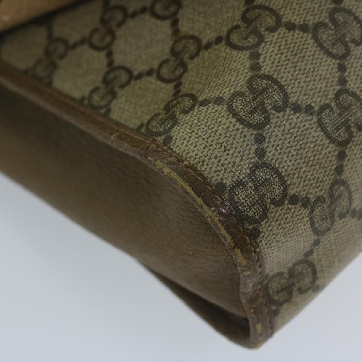 GUCCI GG Canvas Web Sherry Line Clutch Bag PVC Beige Green Red 61258