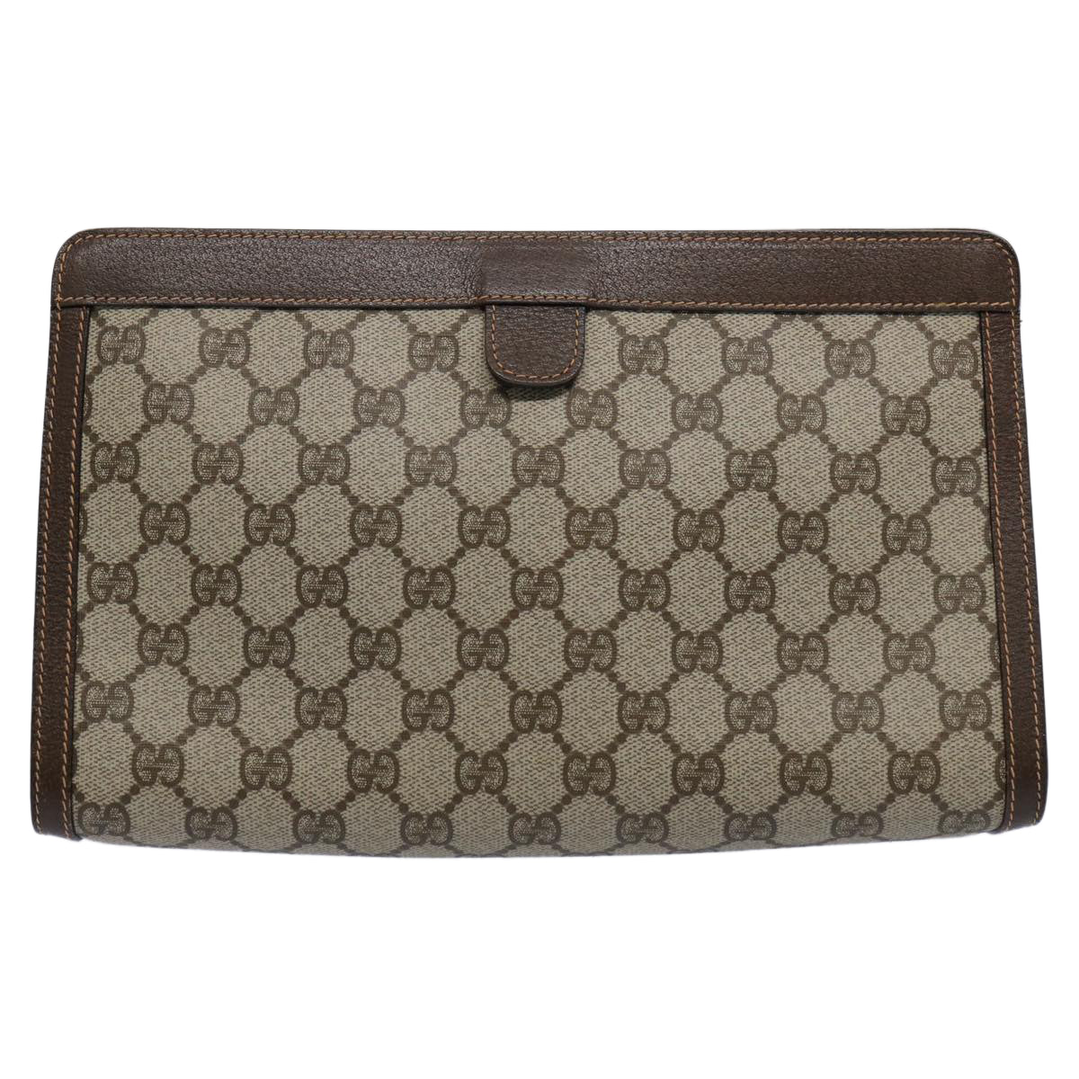 GUCCI GG Supreme Web Sherry Line Clutch Bag Beige Red 156 01 033 61313