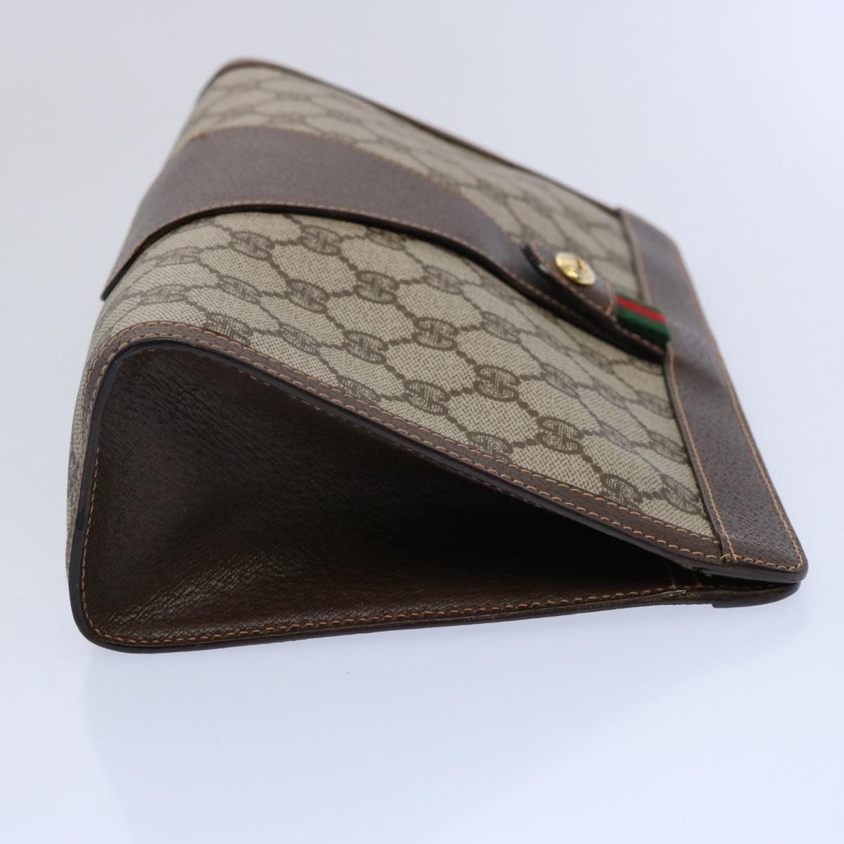 GUCCI GG Supreme Web Sherry Line Clutch Bag Beige Red 156 01 033 61313