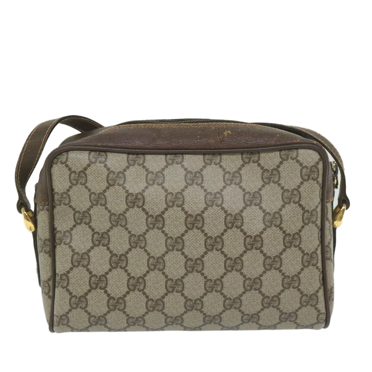 GUCCI GG Canvas Web Sherry Line Shoulder Bag PVC Beige Red Green 61350