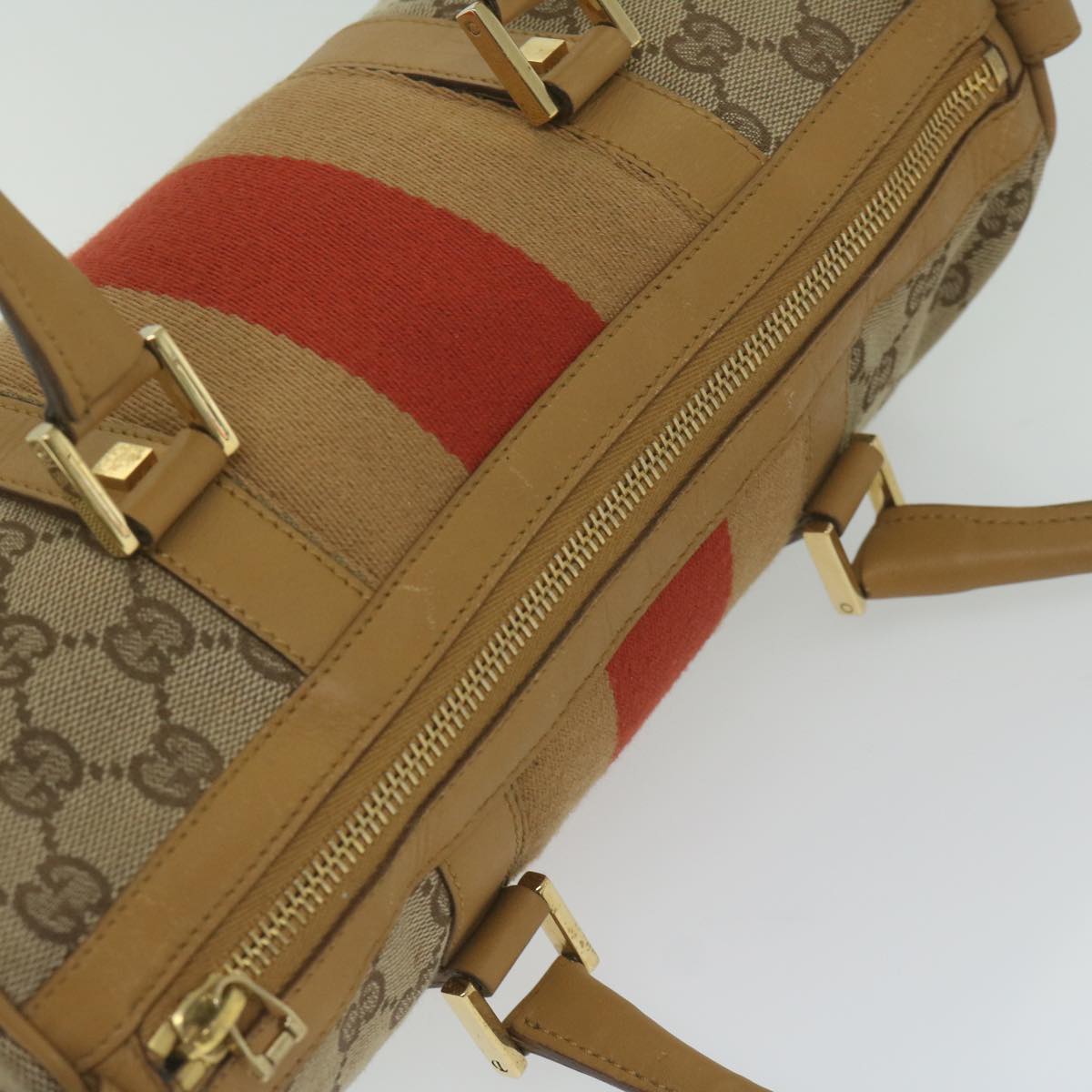 GUCCI GG Canvas Sherry Line Hand Bag Beige Red Brown 000 0851 61421