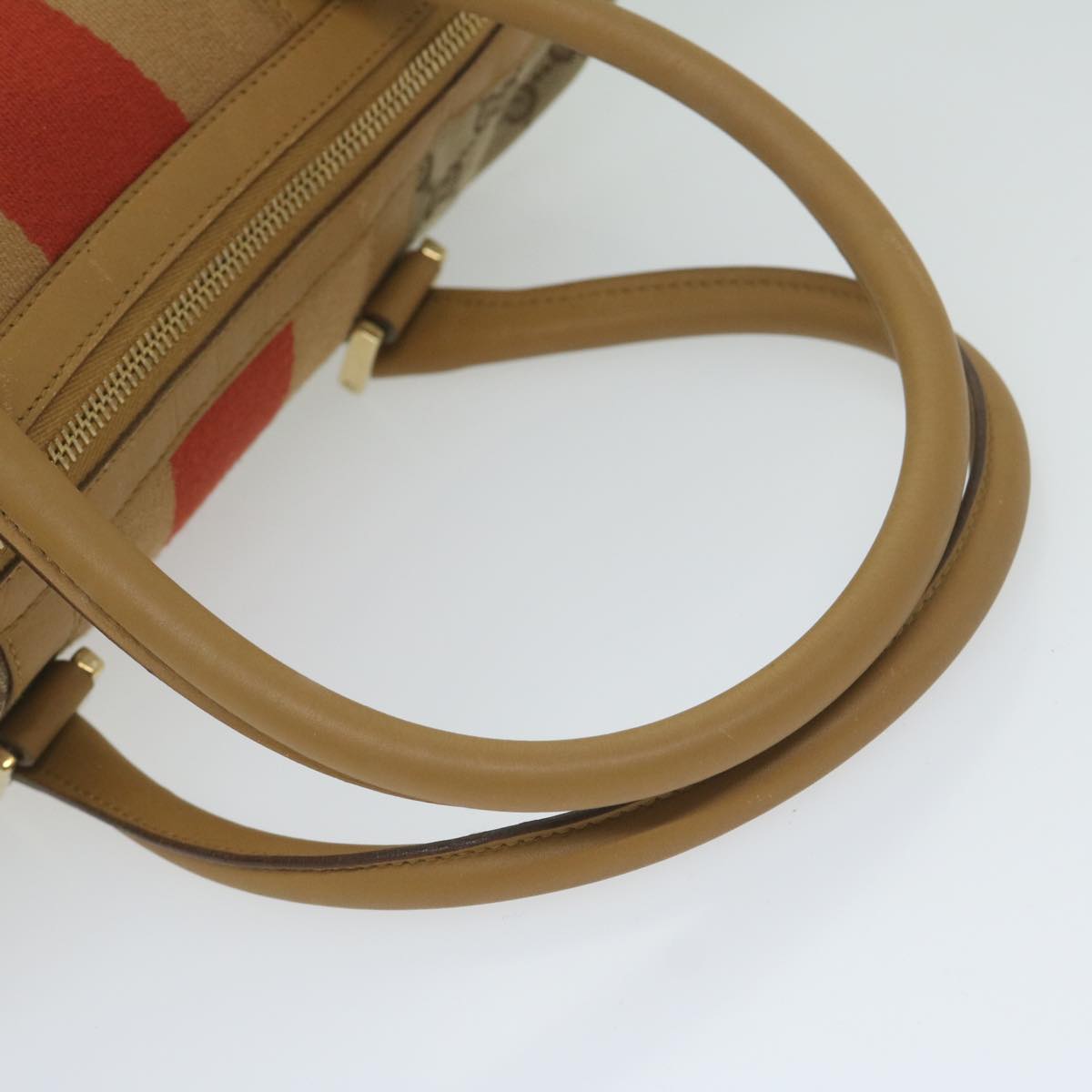 GUCCI GG Canvas Sherry Line Hand Bag Beige Red Brown 000 0851 61421