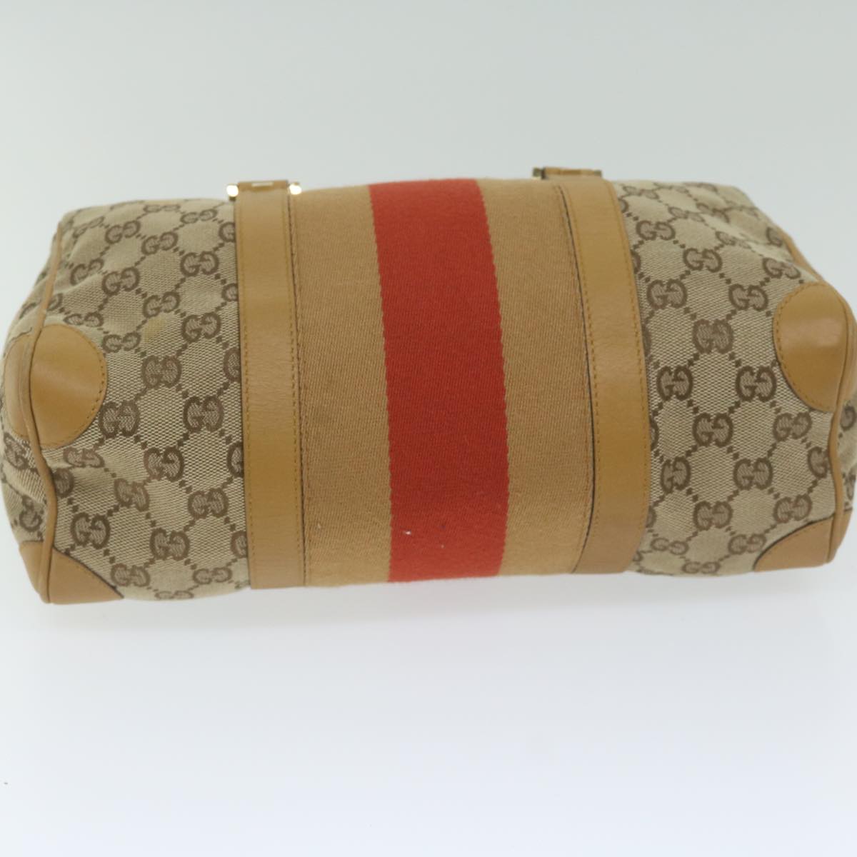 GUCCI GG Canvas Sherry Line Hand Bag Beige Red Brown 000 0851 61421