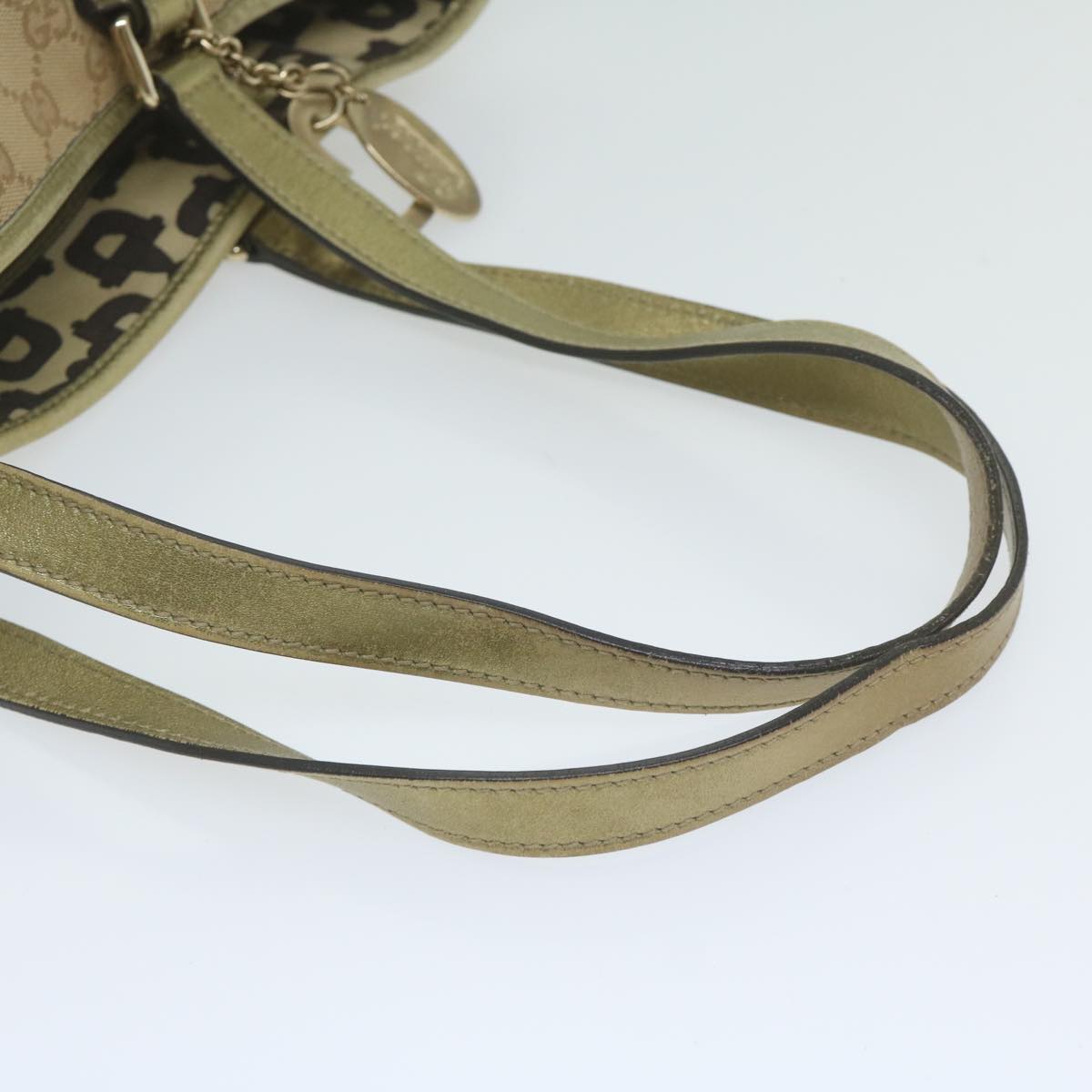 GUCCI GG Canvas Sherry Line Tote Bag Beige Black 137896 61423