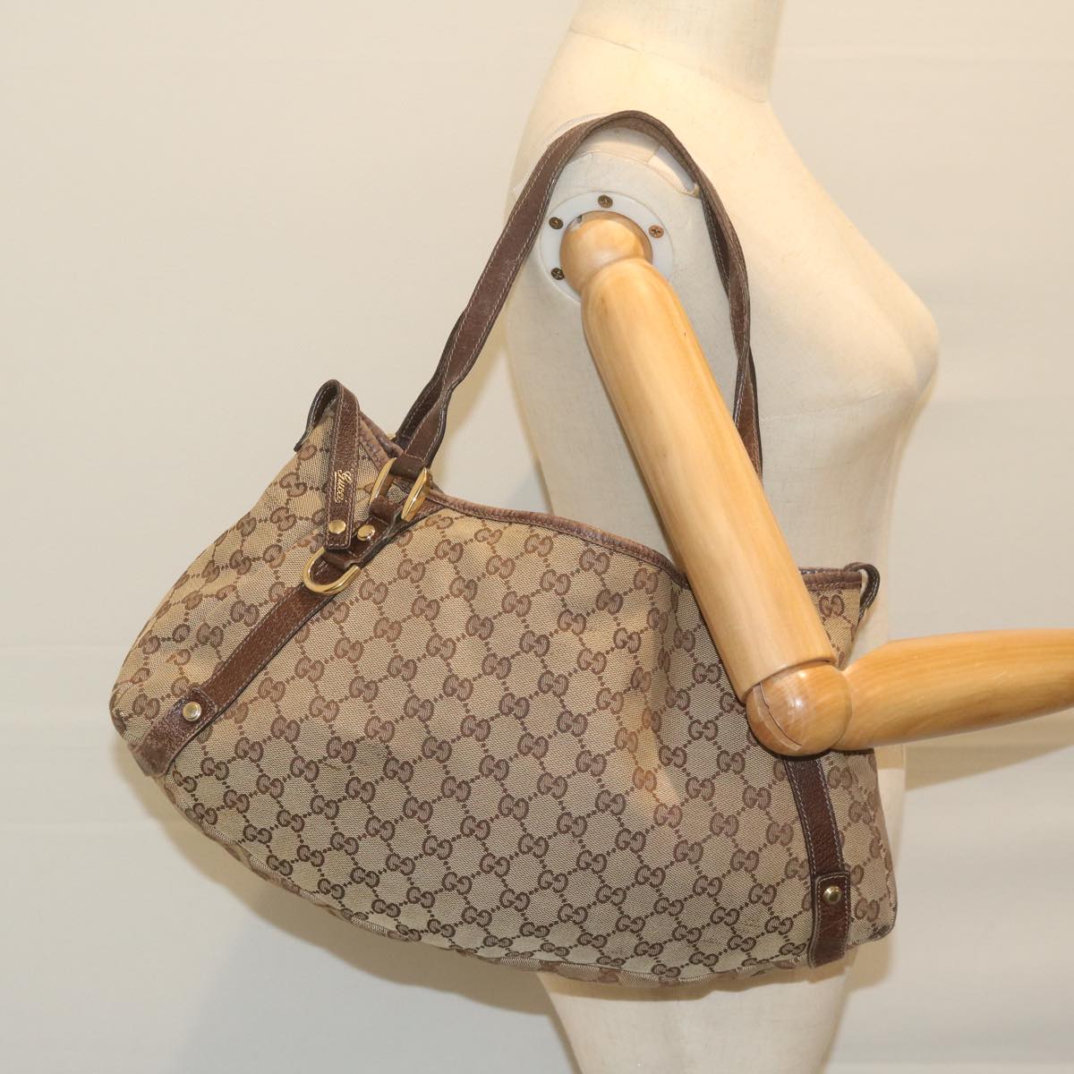 GUCCI GG Canvas Tote Bag Beige 130736 61424