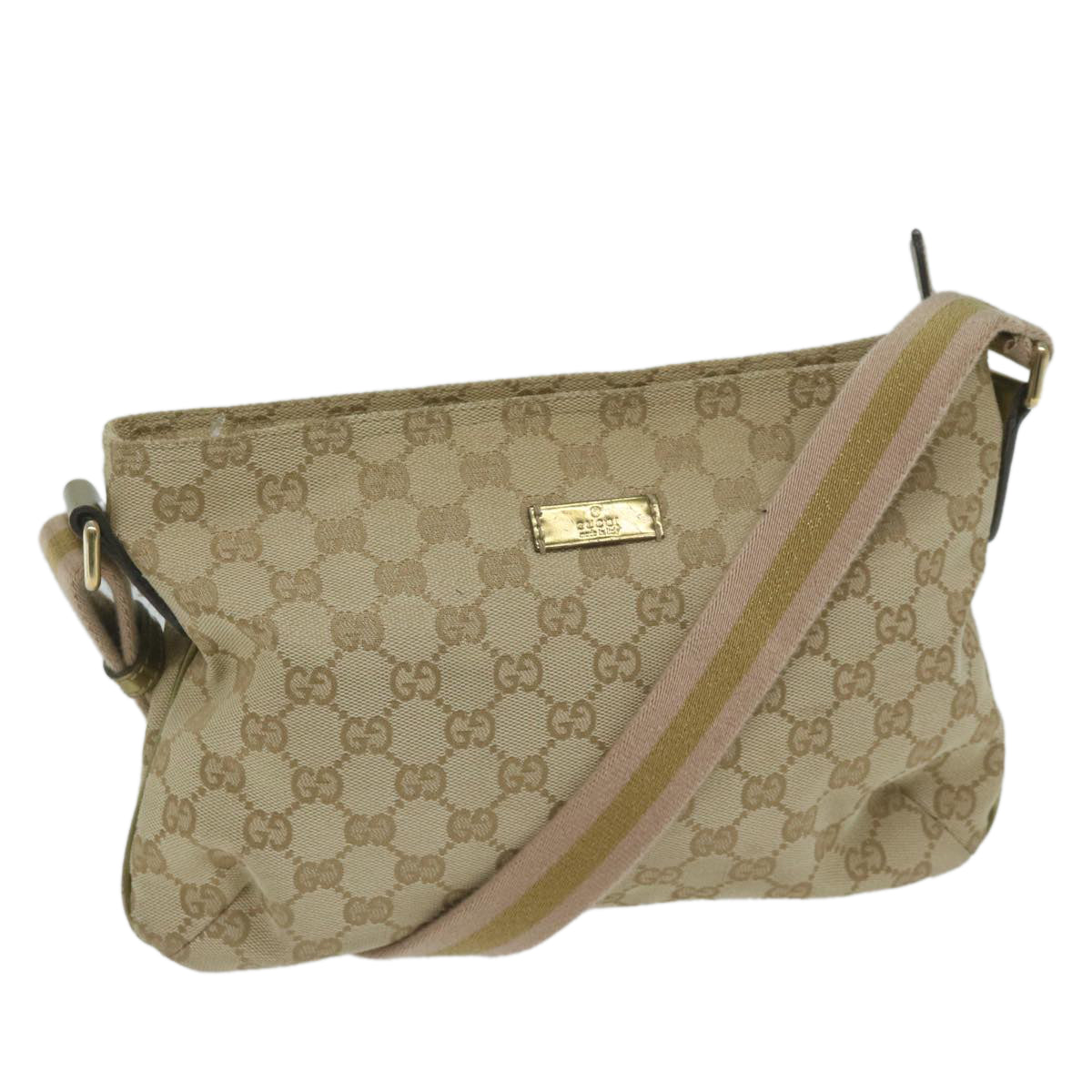 GUCCI GG Canvas Sherry Line Shoulder Bag Beige Gold 189749 61429