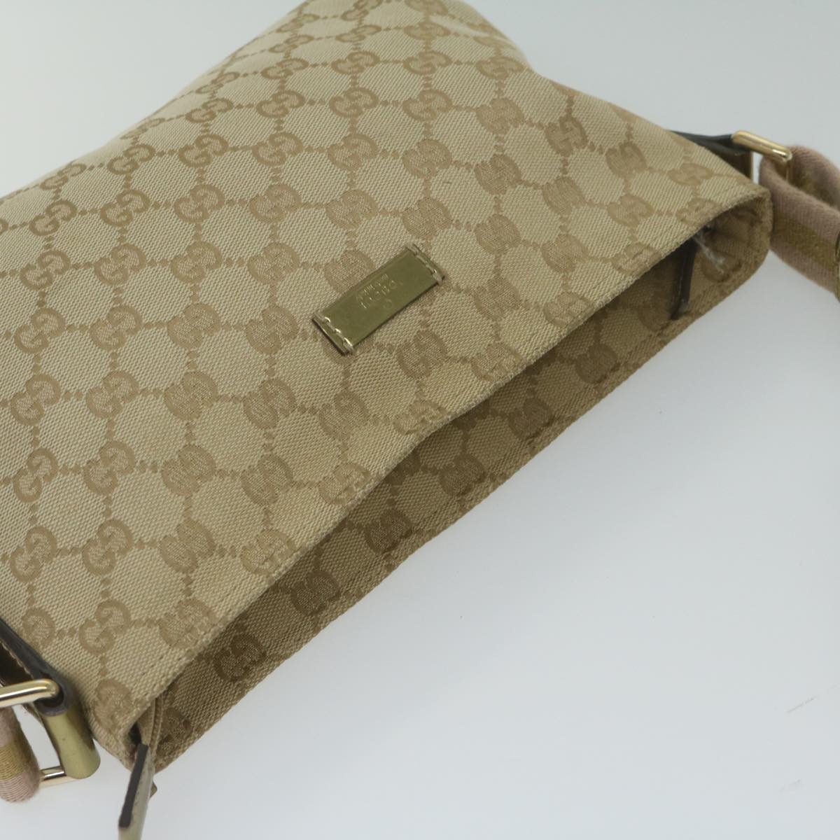 GUCCI GG Canvas Sherry Line Shoulder Bag Beige Gold 189749 61429