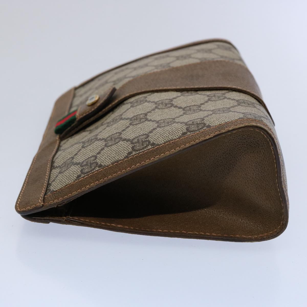 GUCCI GG Supreme Web Sherry Line Clutch Bag Beige Red Green 89 01 032 61455