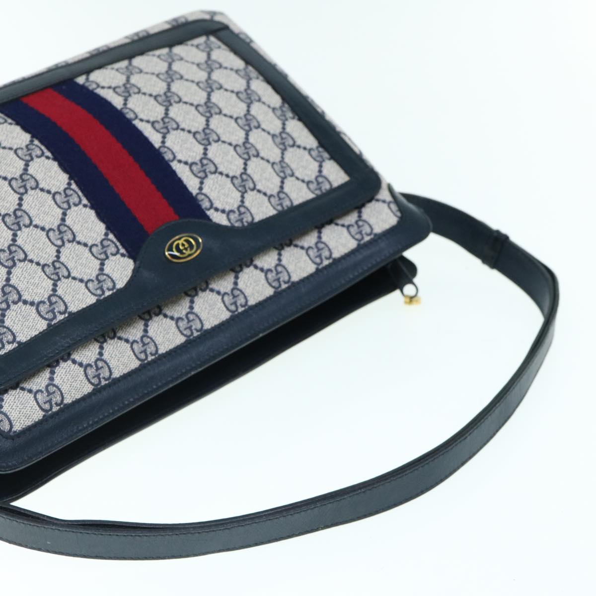 GUCCI GG Supreme Sherry Line Shoulder Bag Red Navy 010 378 61489