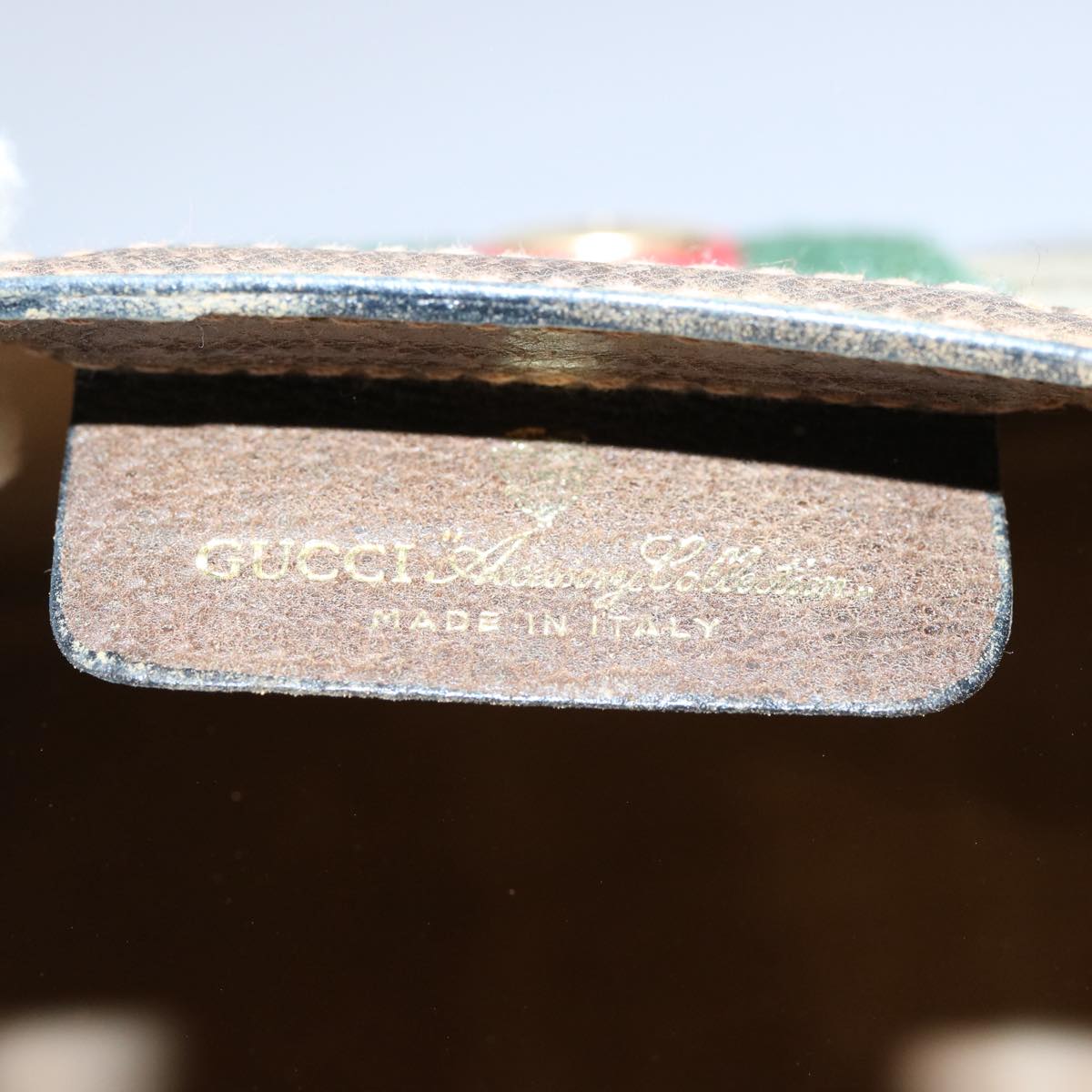 GUCCI GG Supreme Web Sherry Line Clutch Bag Beige Red Green 89 01 007 61533