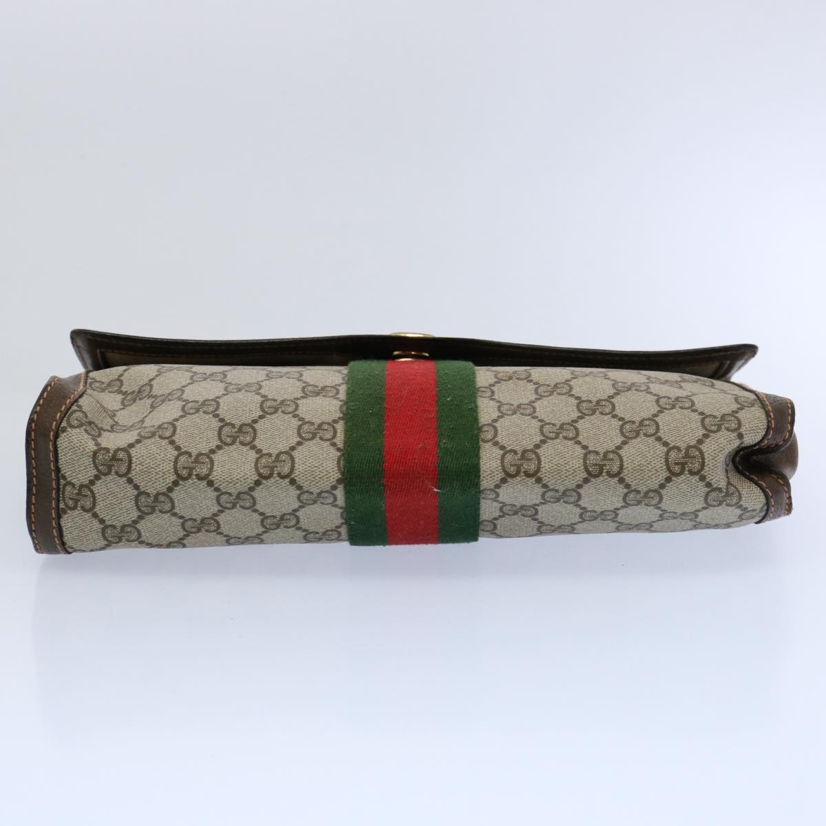 GUCCI GG Supreme Web Sherry Line Clutch Bag Beige Red Green 89 01 007 61533